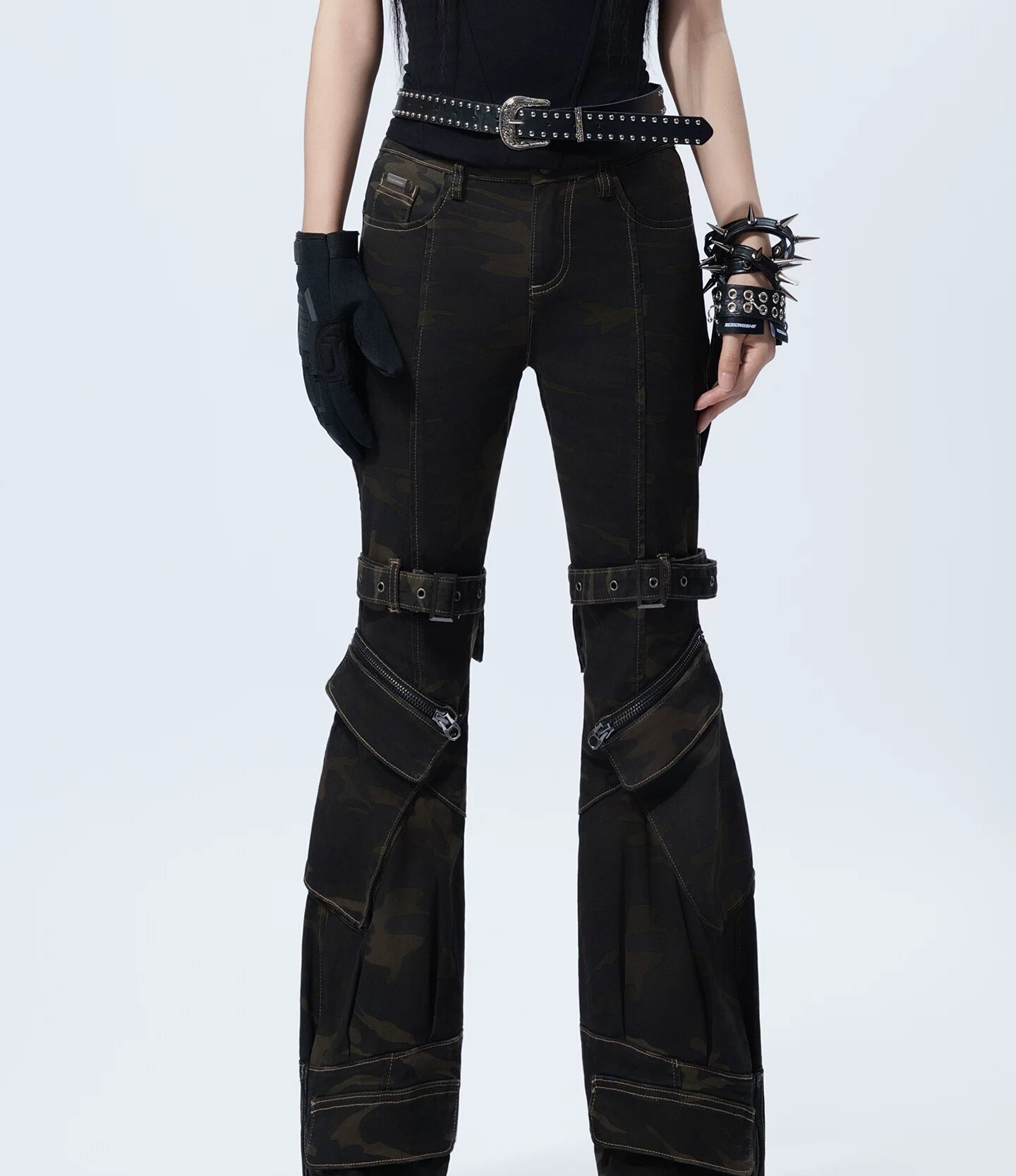 Sanhoostudio Camouflage Wide Leg Denim Pants