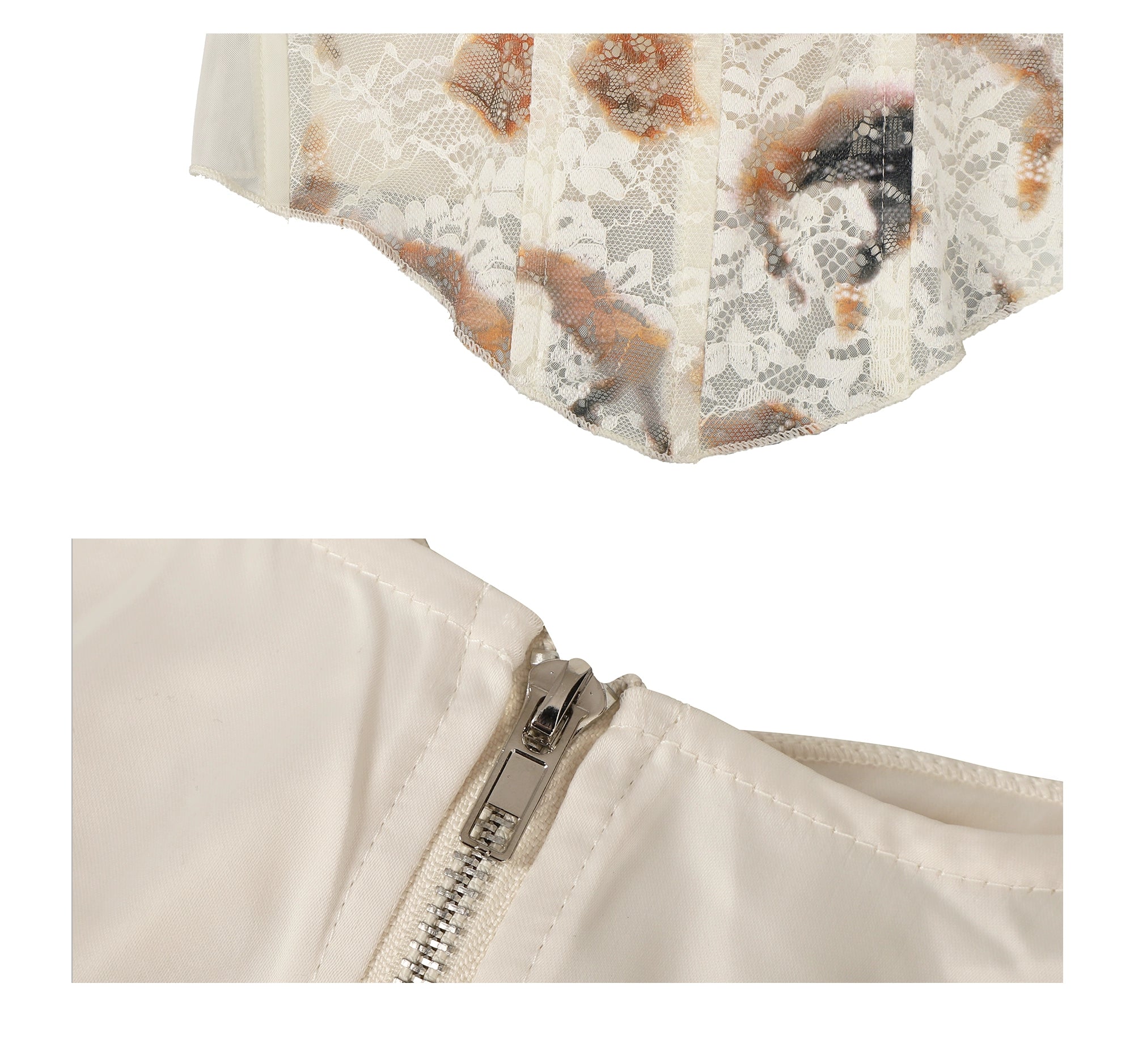 A miu-inspired lace corset cami two-piece set designed for a feminine, sexy summer look. Delicate lace details, structured corset silhouette, and flattering fit—perfect for chic streetwear styling at Sanhoostudio.