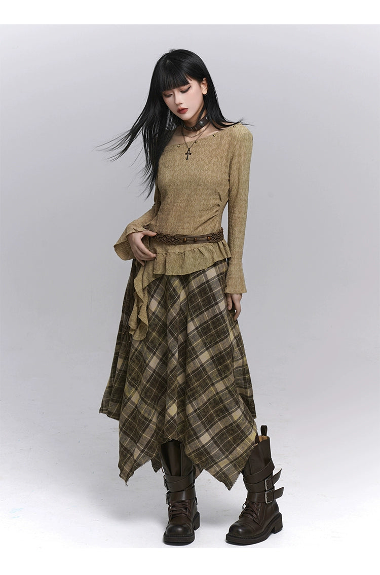 Blue Plaid A-Line Mini Skirt