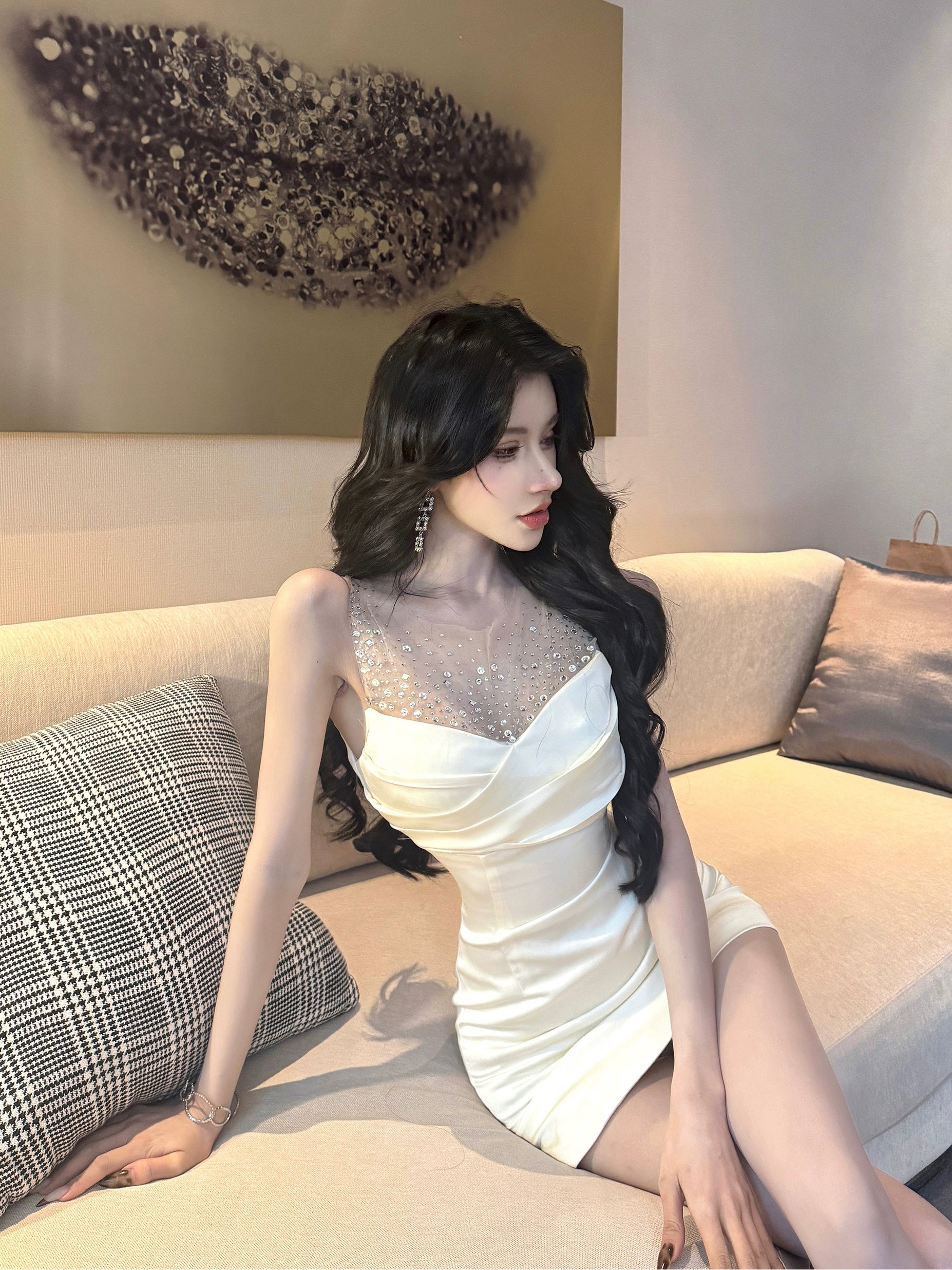 Elegant Sheer Mesh Midi Dress