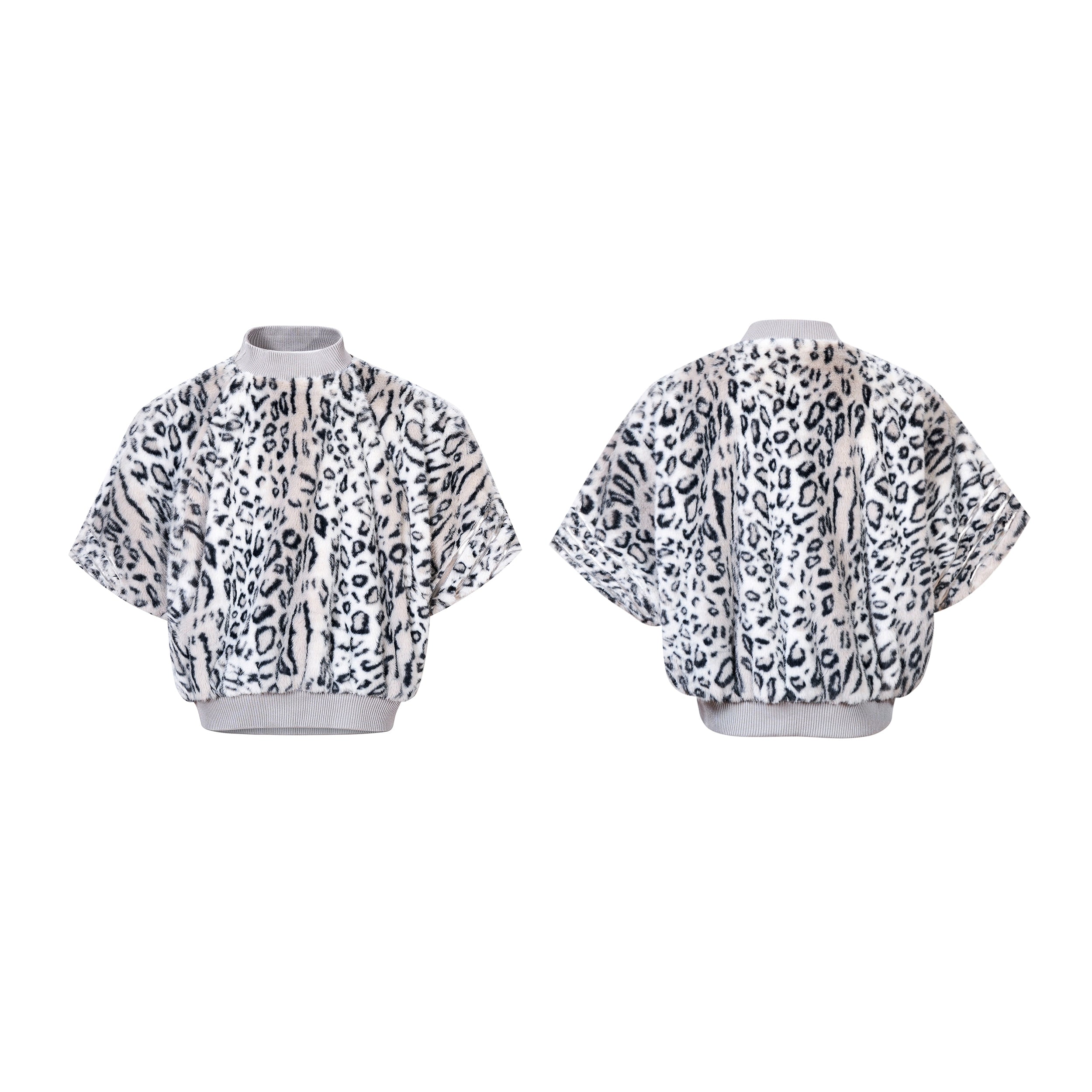 Faux Fur Patchwork Short Sleeve Sweatshirt