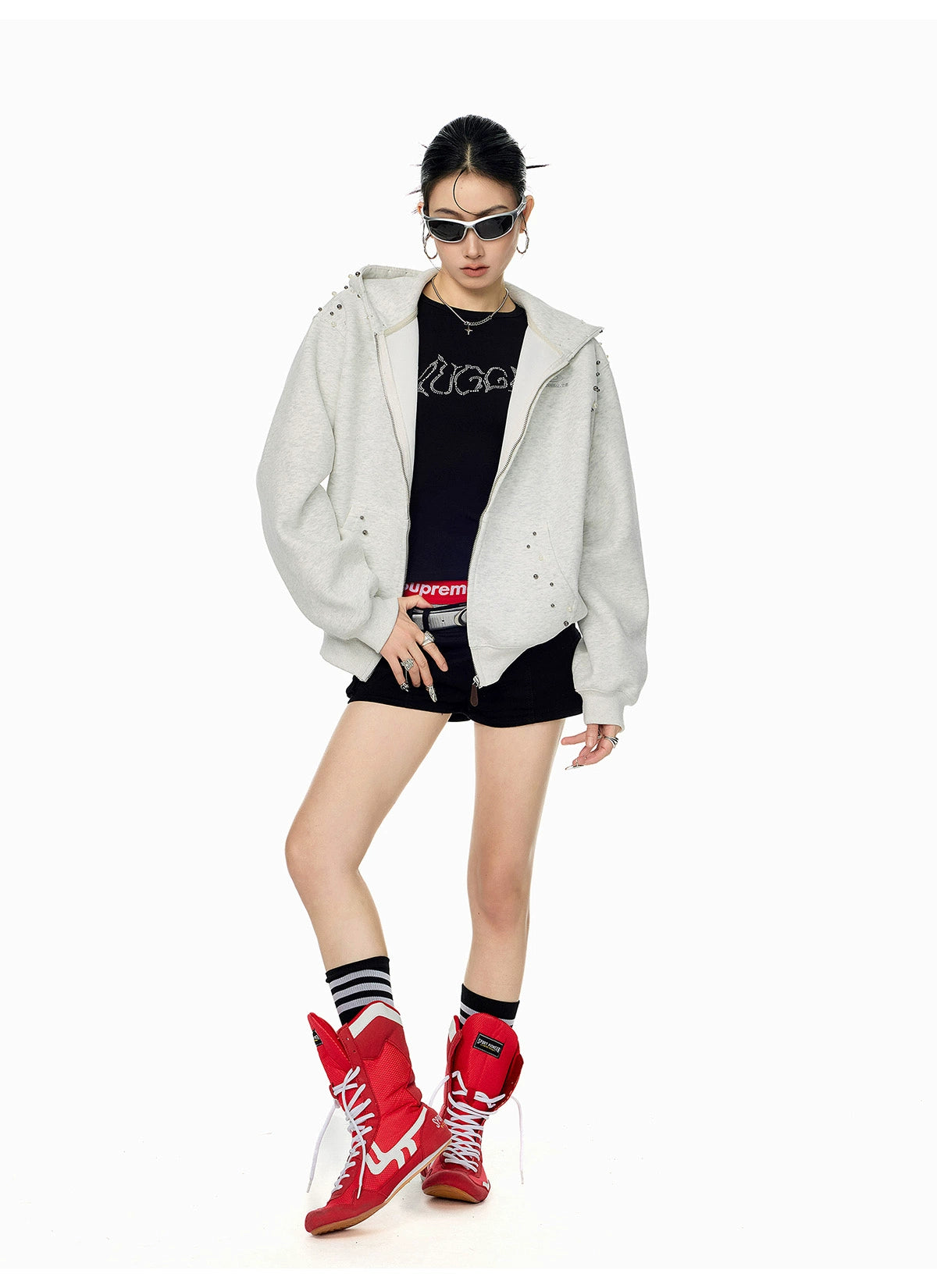 【25s Sep.】Vintage Pearl Detail Oversized Hoodie