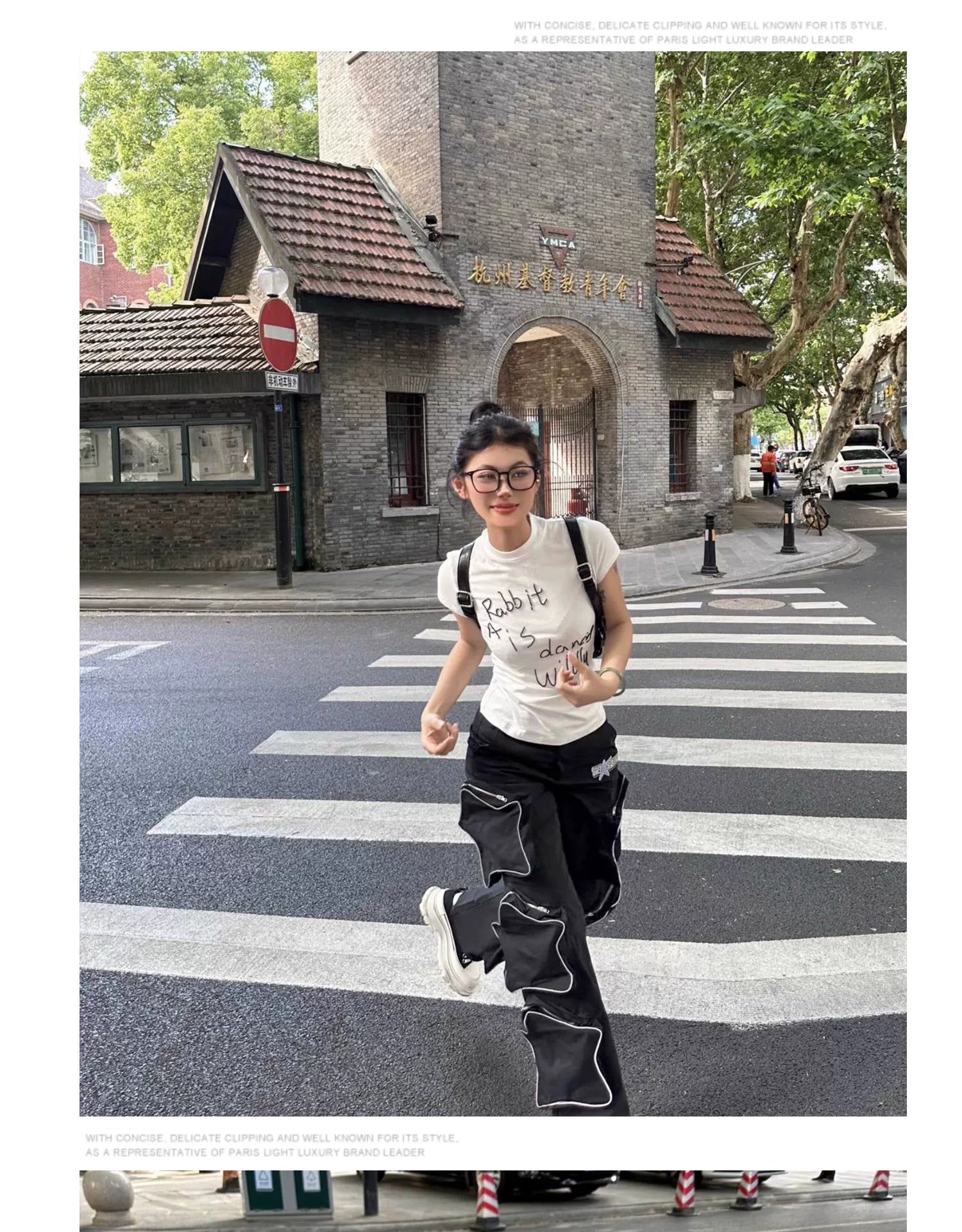 These reflective cargo pants from Sanhoostudio feature 3D star patches and bold avant-garde styling. The oversized fit and dark aesthetic make them ideal for nightwear, performance looks, or urban outfits, blending futuristic energy with functional streetwear practicality.