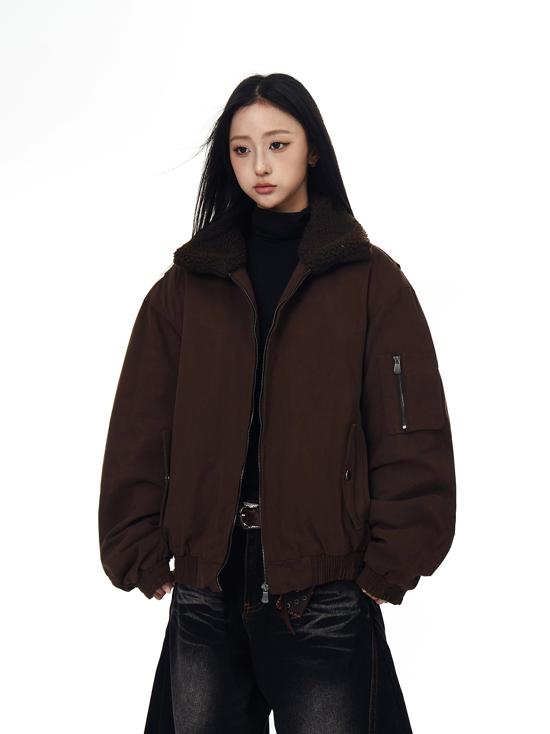 Coffee Sherpa Collar Cleanfit Winter Jacket
