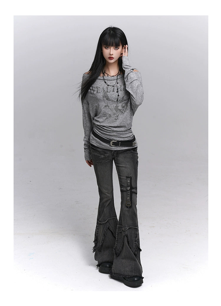 One-Shoulder Long Sleeve T-Shirt
