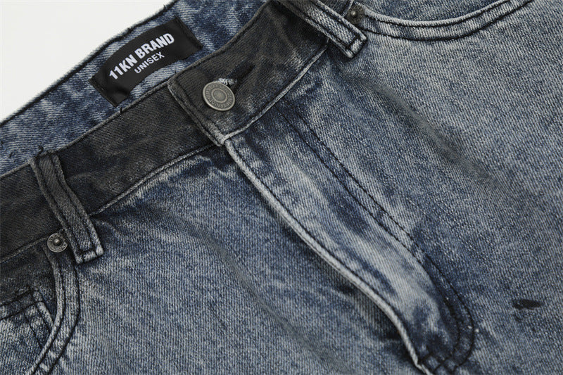 【25s Jul.】Gradient Scimitar Design Loose Wide-Leg Jeans