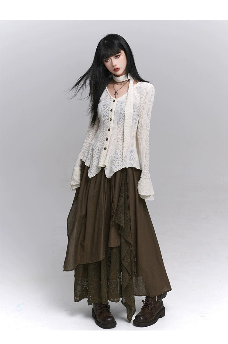 Brown Midi Skirt - Melard Wasteland Style