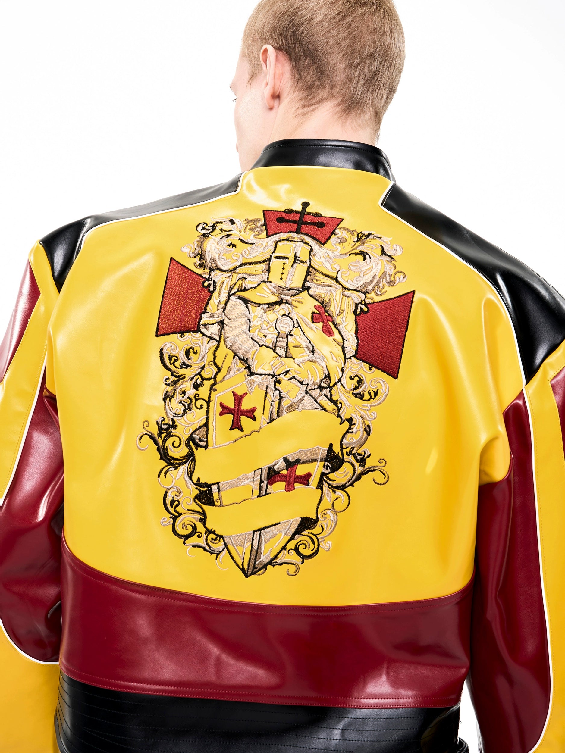Porsche Colorblock Embroidered Moto Jacket