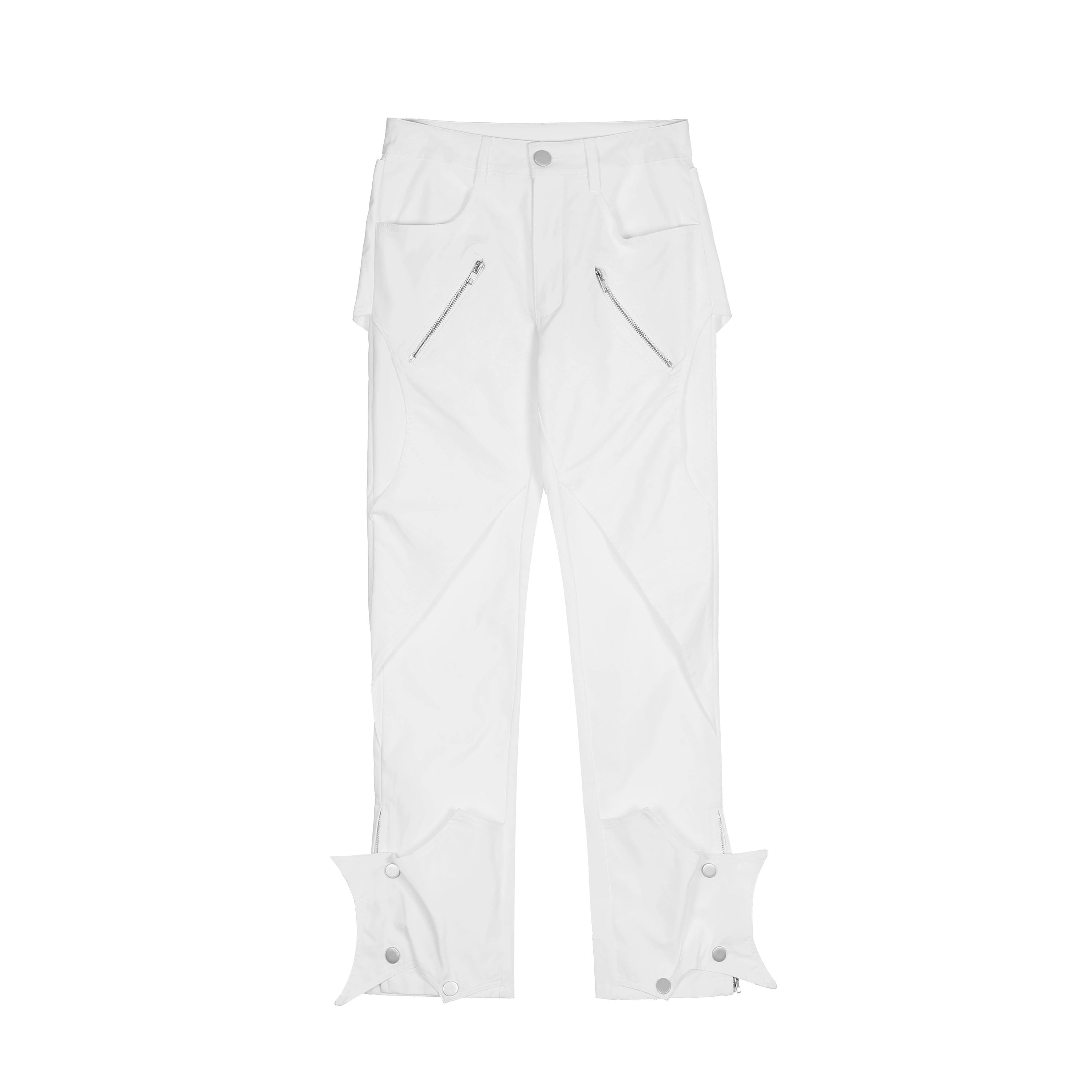 The Sanhoostudio functional zipper pants feature a straight-leg cut with punk-inspired hip-hop elements, bold zipper detailing, and a utilitarian aesthetic. Perfect for streetwear lovers, these pants combine comfort with striking urban energy for standout everyday styling.