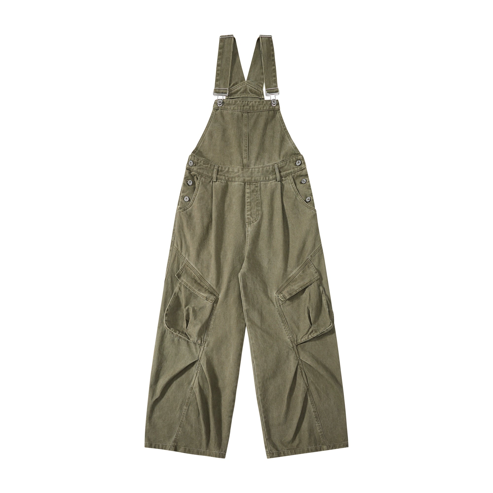 Discover deconstructed pleated overall cargo pants by Sanhoostudio—featuring layered panels, utility pockets, and a roomy curved-leg silhouette. A utilitarian yet fashion-forward choice for streetwear wardrobes.