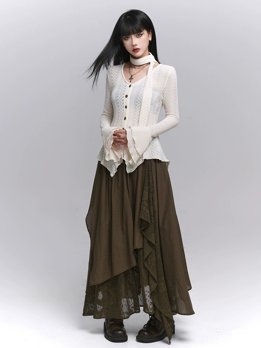 Brown Midi Skirt - Melard Wasteland Style