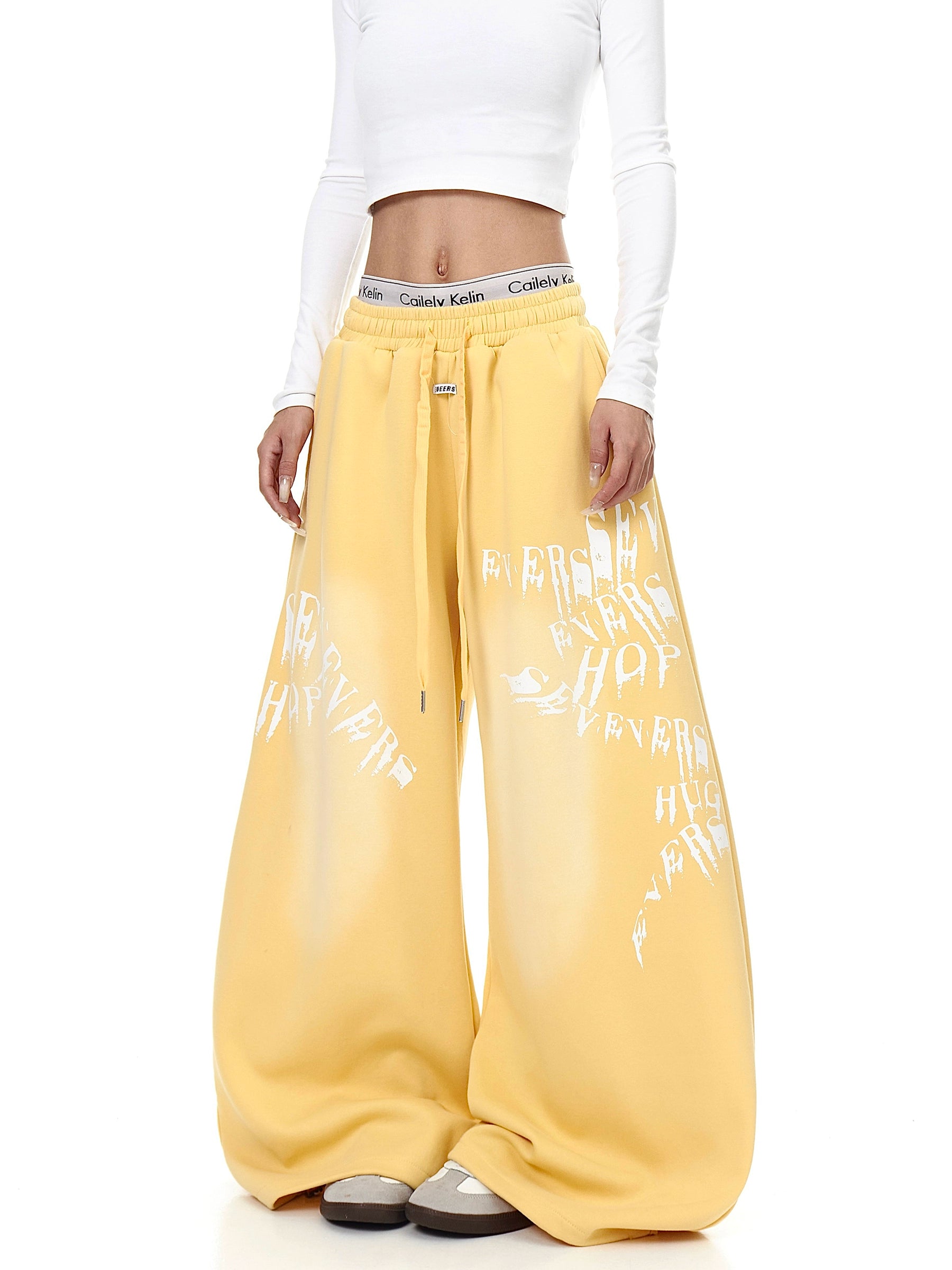 Washed Gradient Letter Print Sweatpants