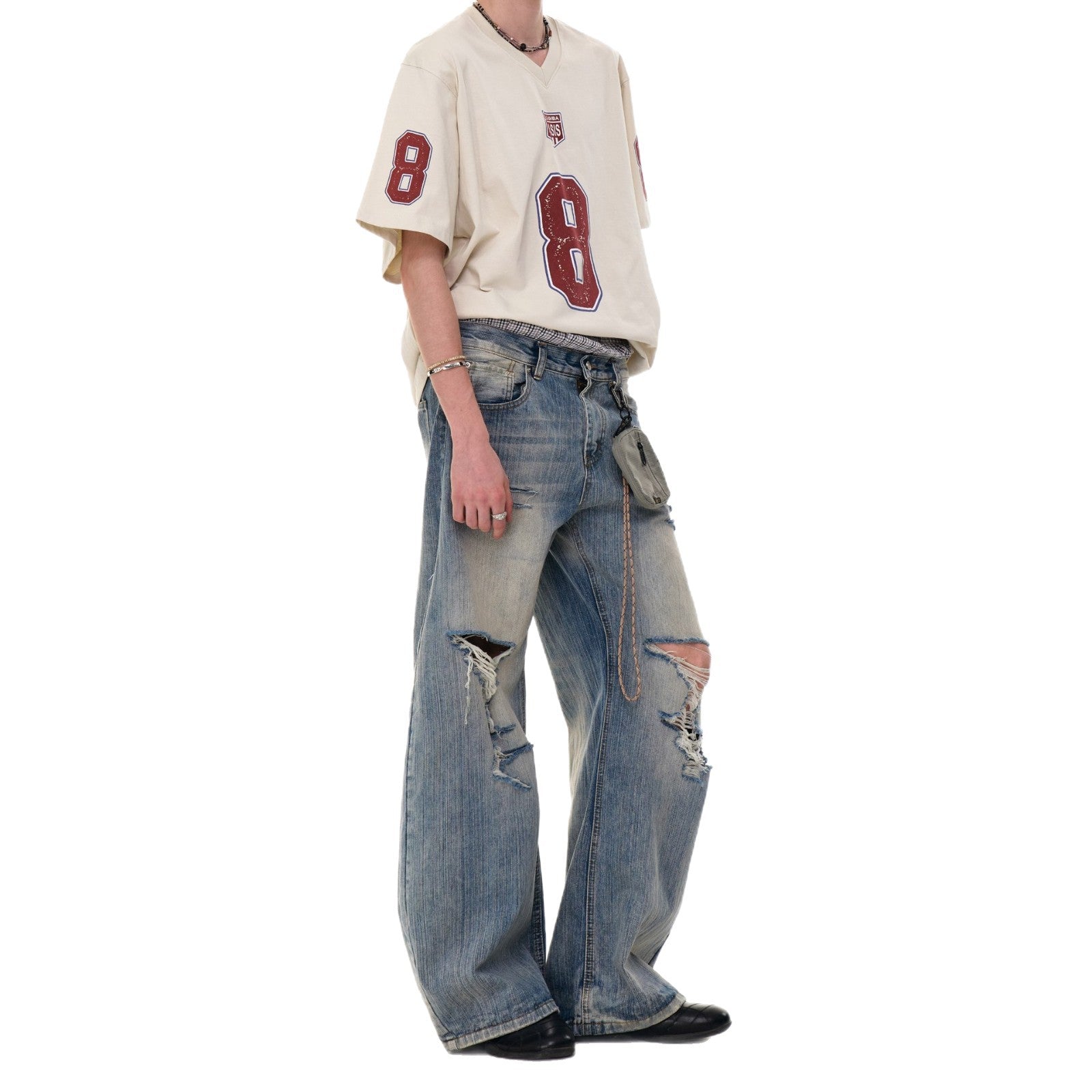 【25s Aug.】Vintage Washed Distressed Ripped Jeans