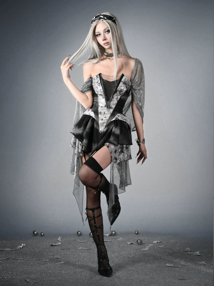 Mechanical Shoulder Hood Dress