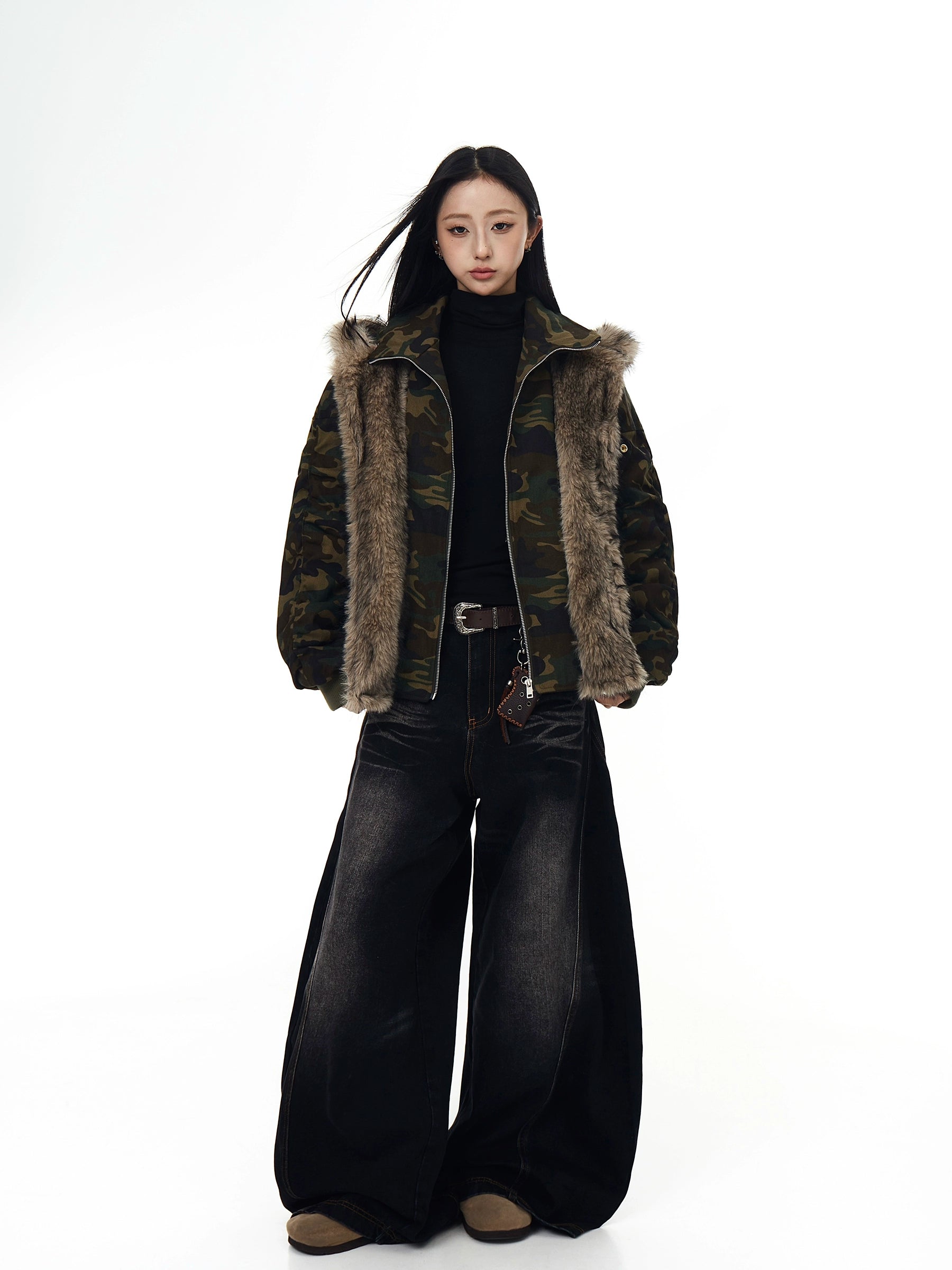 Camo Spliced Fur-Collar Mountain Hawk Parka