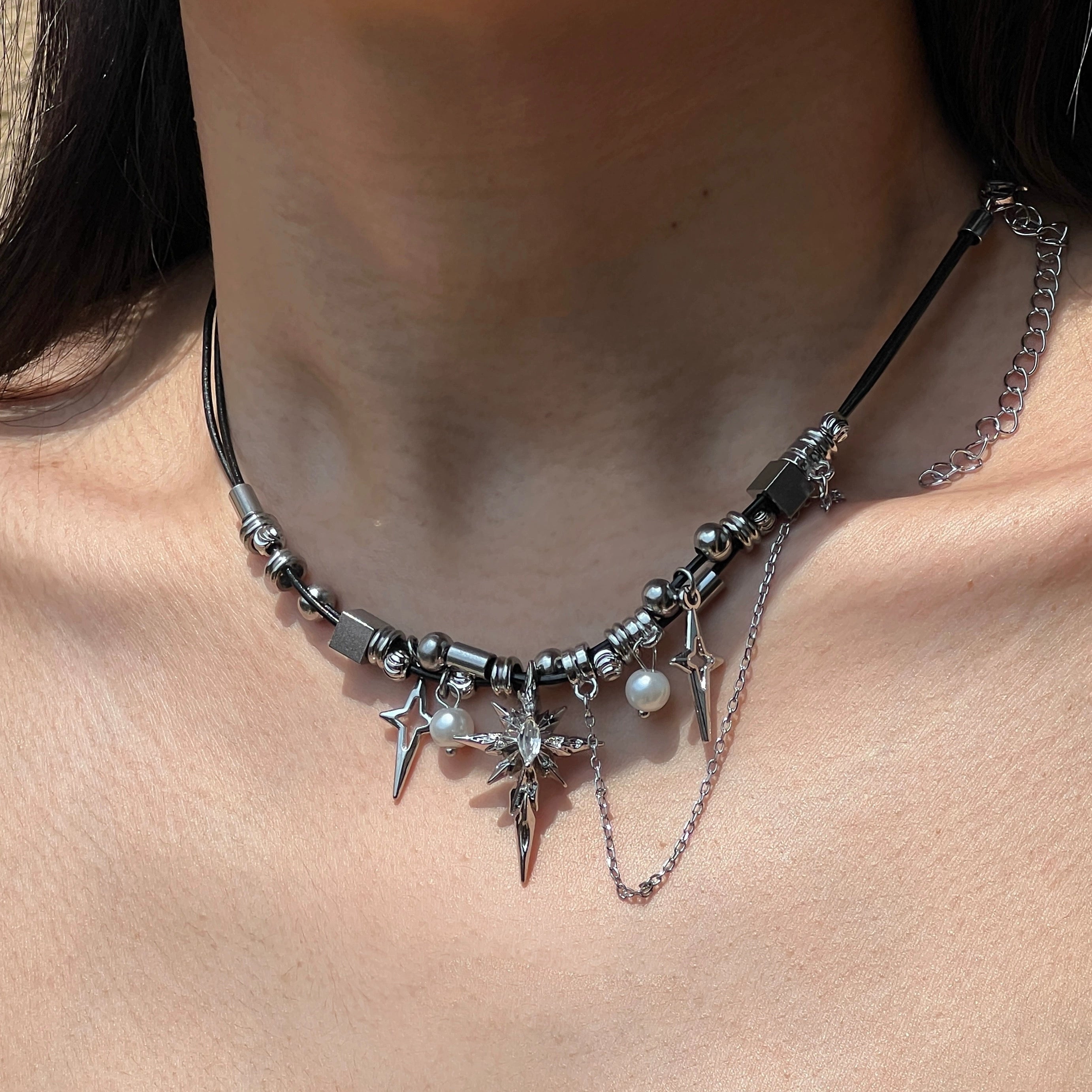 Pearl Cross Double Layer Streetwear Necklace