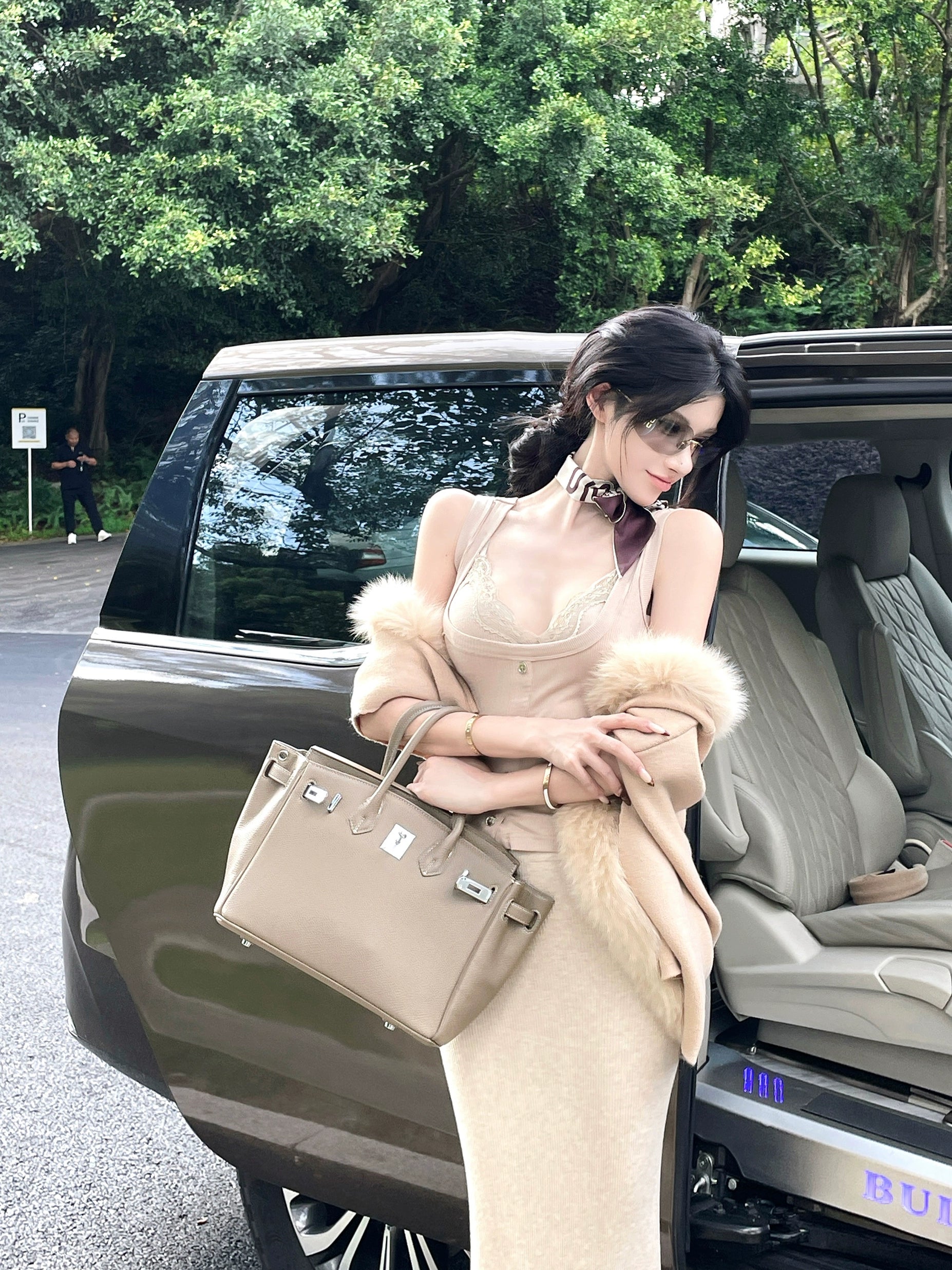 Lace Patchwork Crop Skirt Set