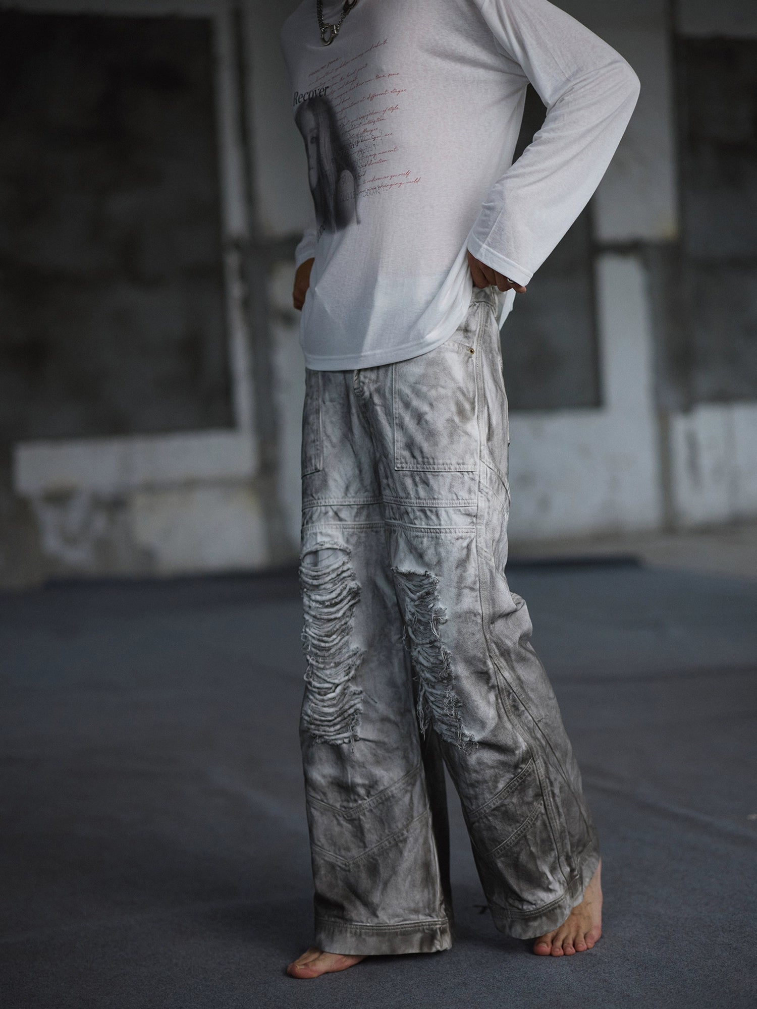 【25s Sep.】Vintage Washed Floor-Length Denim Pants