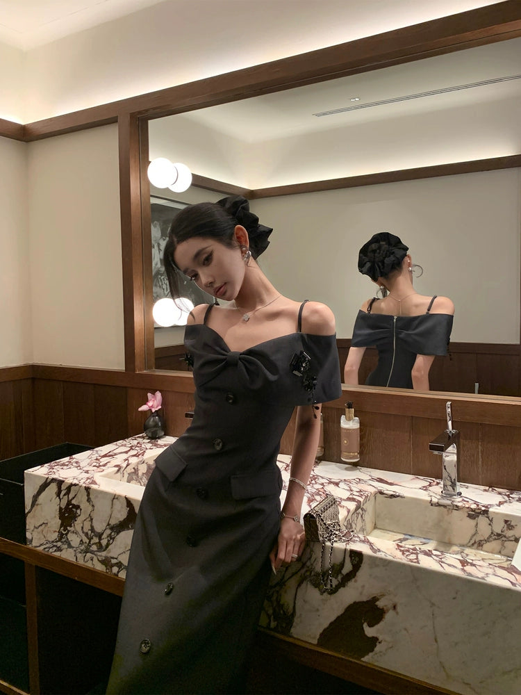 Off-Shoulder Blazer Maxi Dress