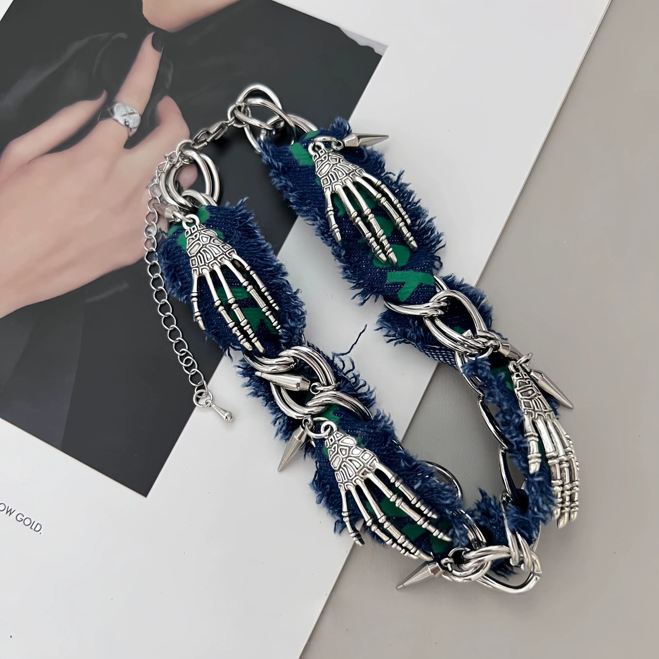 Punk Claw Chain Bullet Choker Necklace