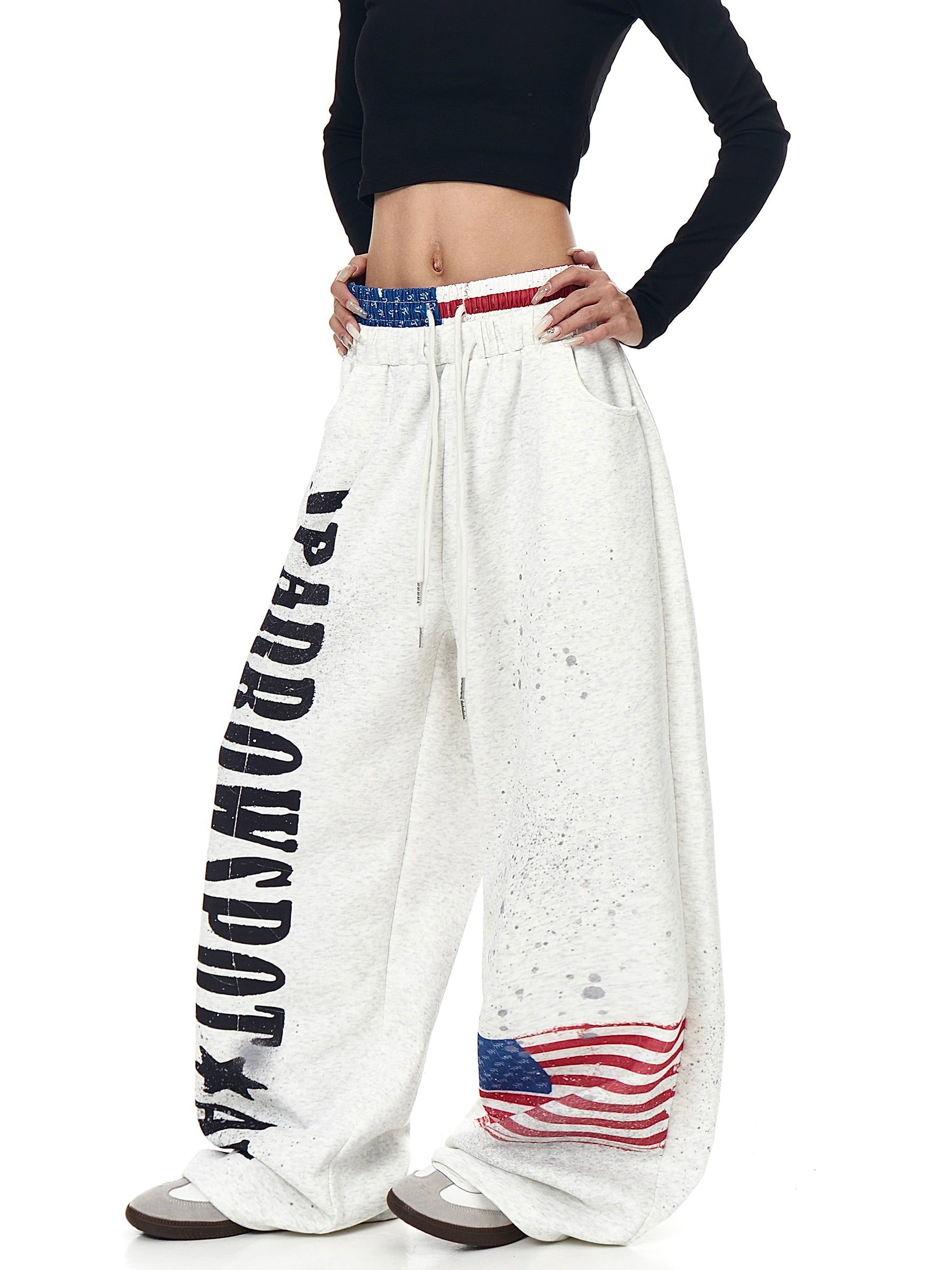Flag Splatter Double-Waist Sweatpants