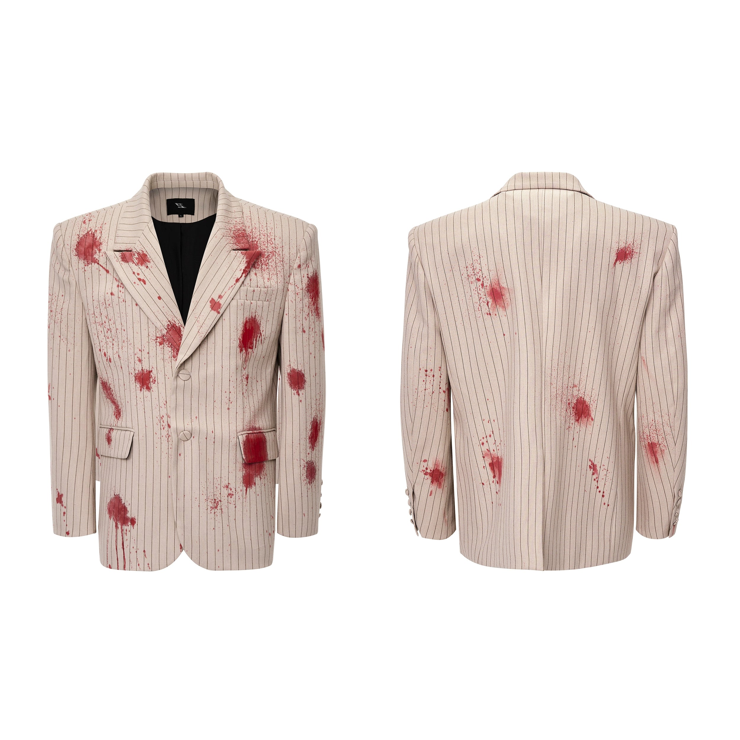 Pinstripe Slim Fit Blood Wash Suit Jacket