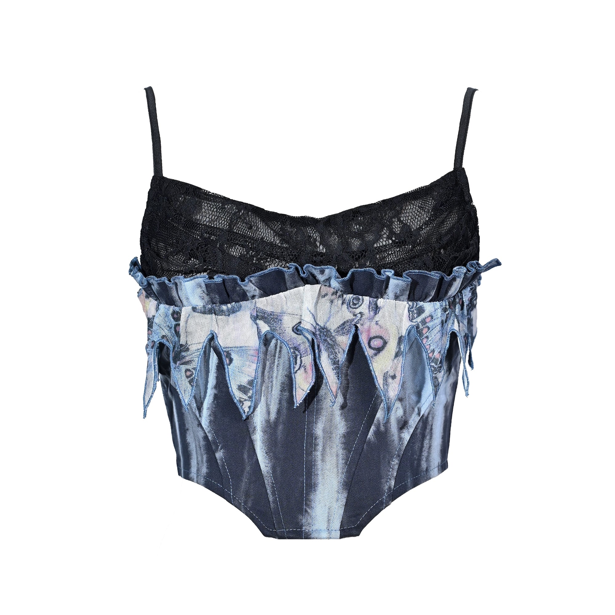 Lace Tie-Dye Corset Halter Top