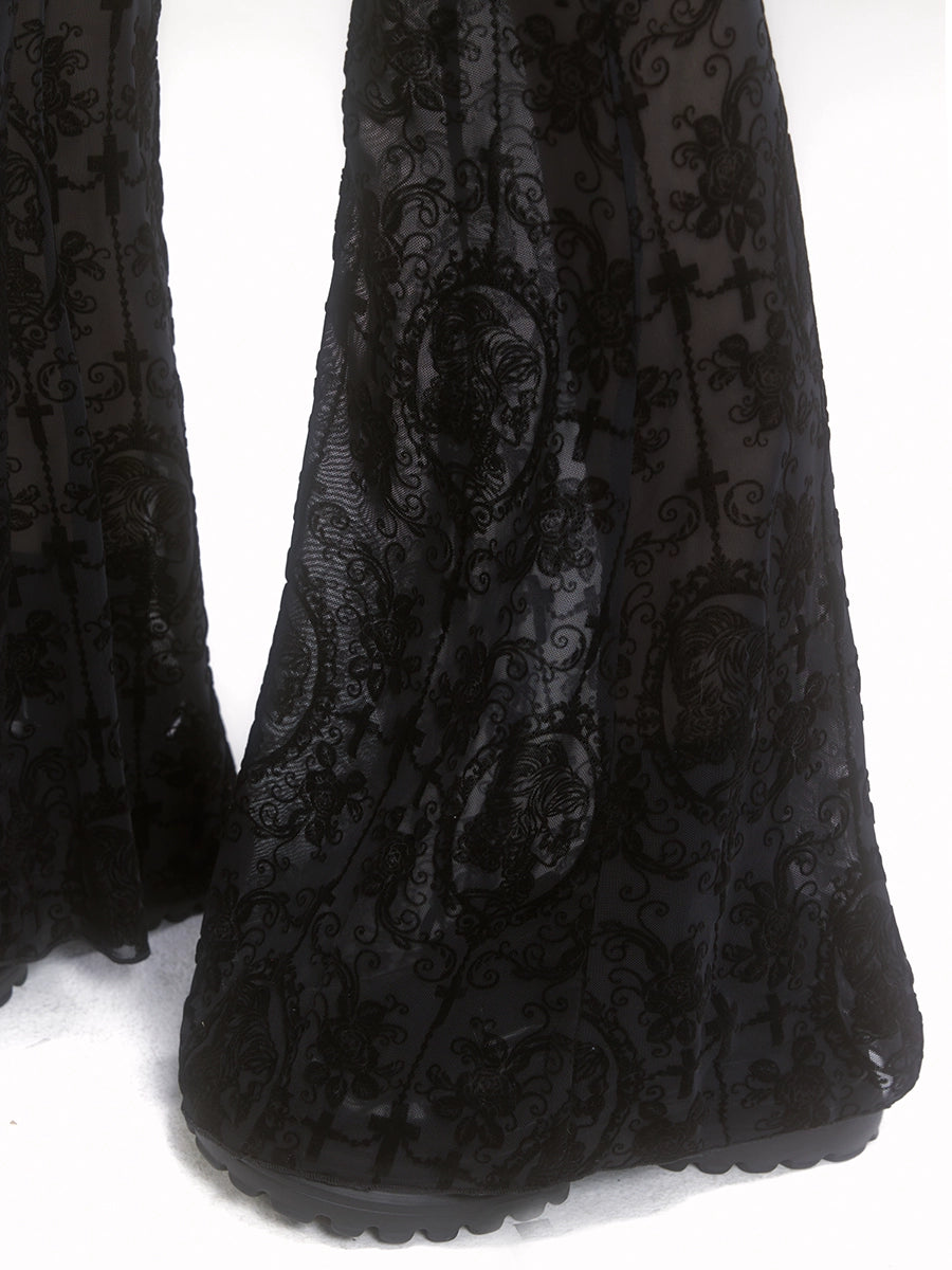 Black Flared Layered Pants