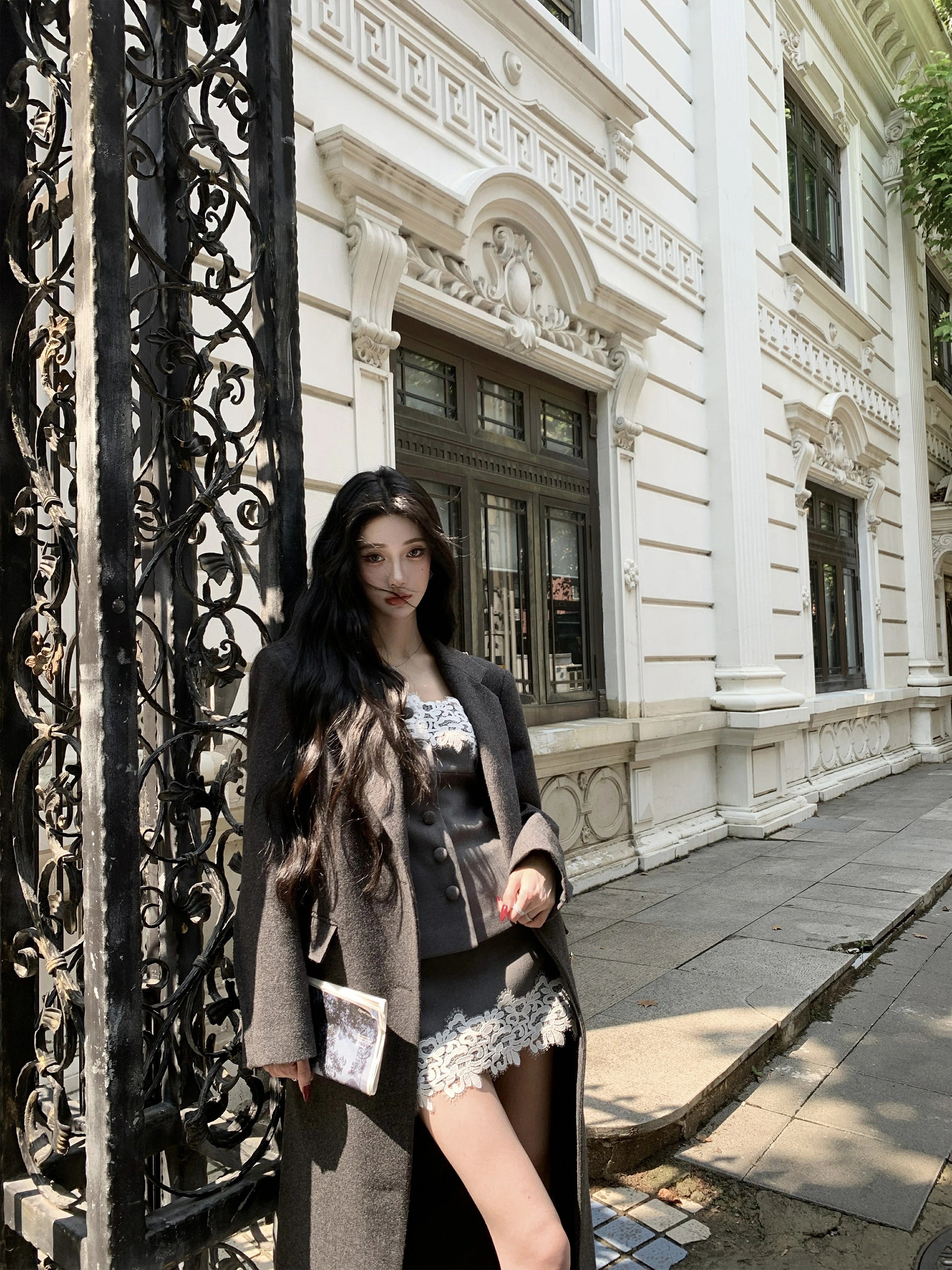Stay cozy with the Classic Grey Wool Overcoat from Sanhoostudio, a refined outerwear piece offering warmth and elegance for autumn and winter seasons.