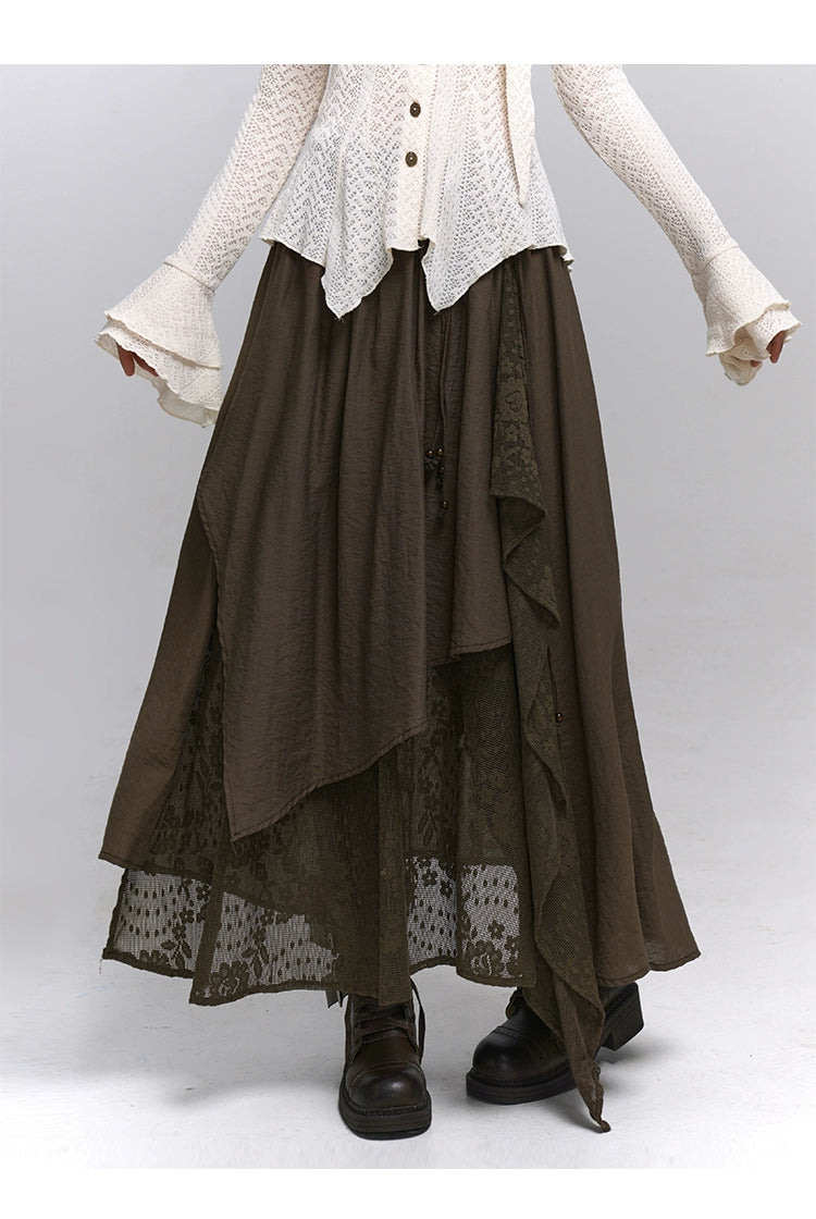 Brown Midi Skirt - Melard Wasteland Style