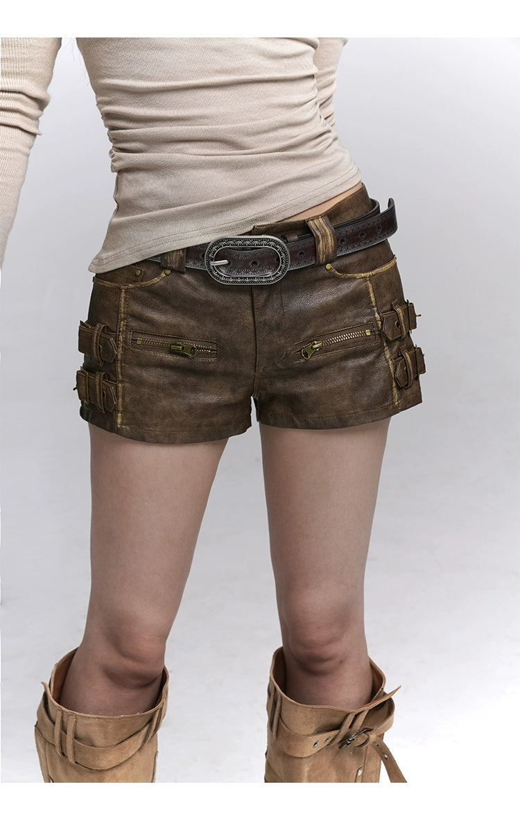 Black PU Shorts - Early Autumn Festival Style