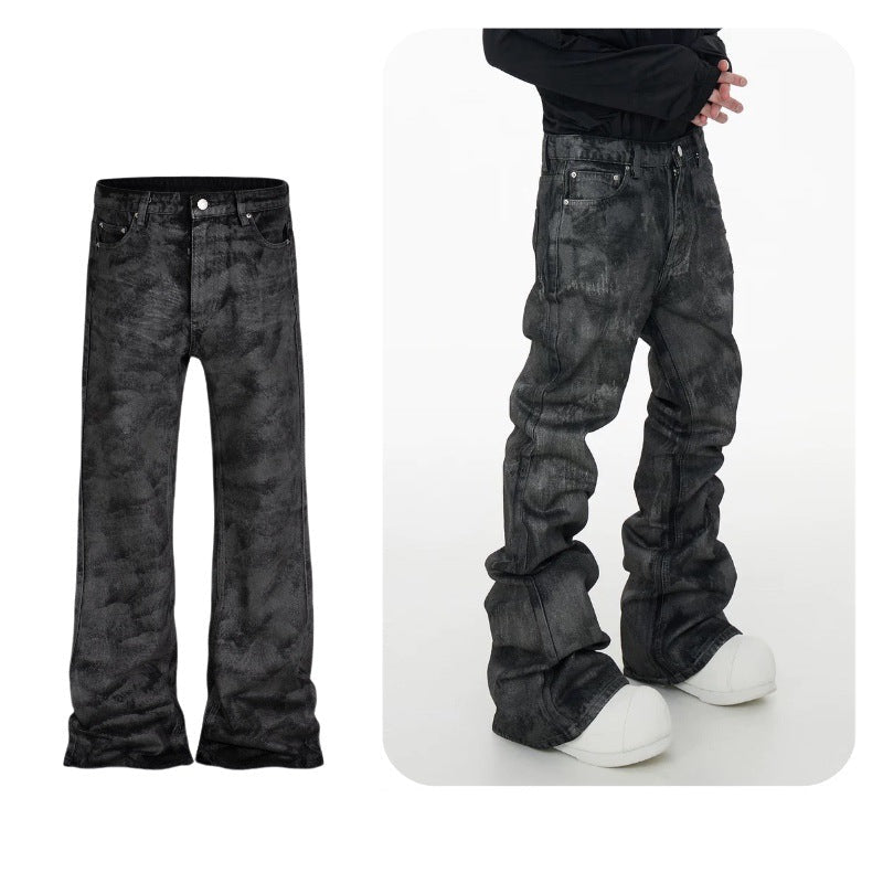 【25s Aug.】Vintage Coated Waxed Flared Jeans