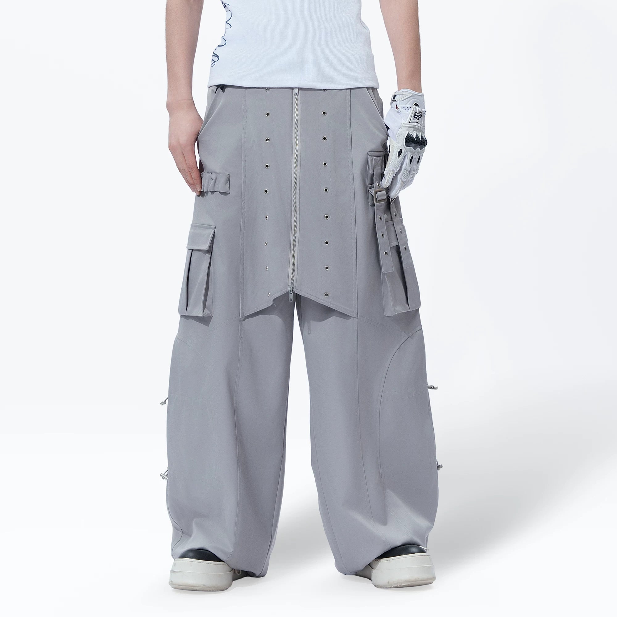 Sanhoostudio Zipper Wide Leg Cargo Pants