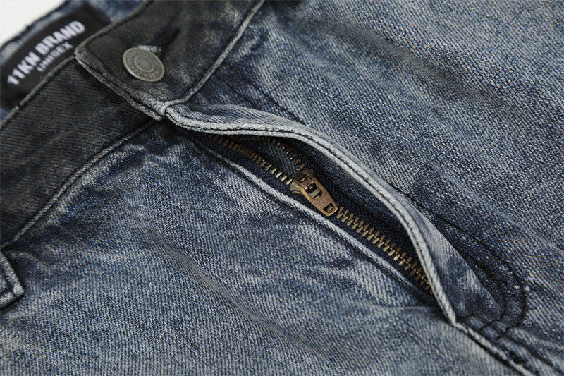 【25s Jul.】Gradient Scimitar Design Loose Wide-Leg Jeans