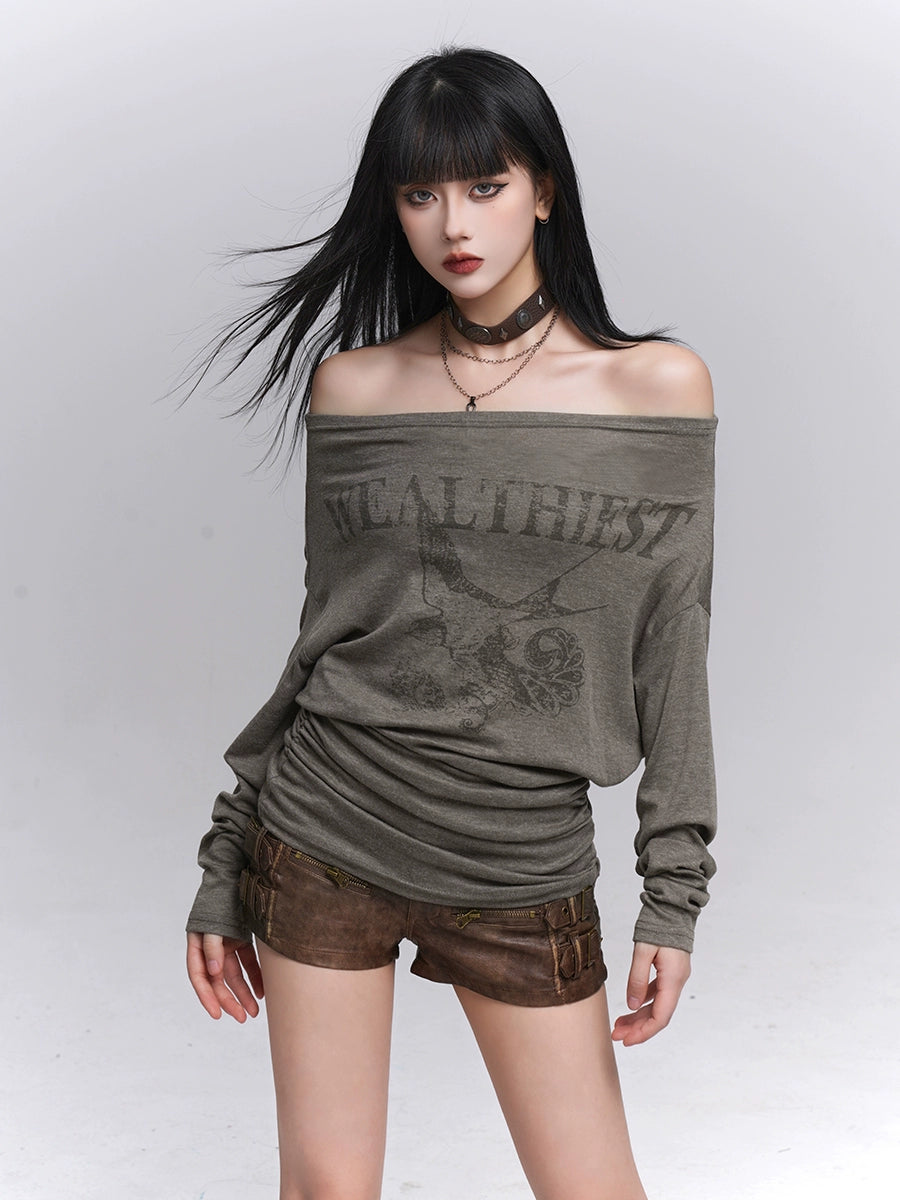 One-Shoulder Long Sleeve T-Shirt