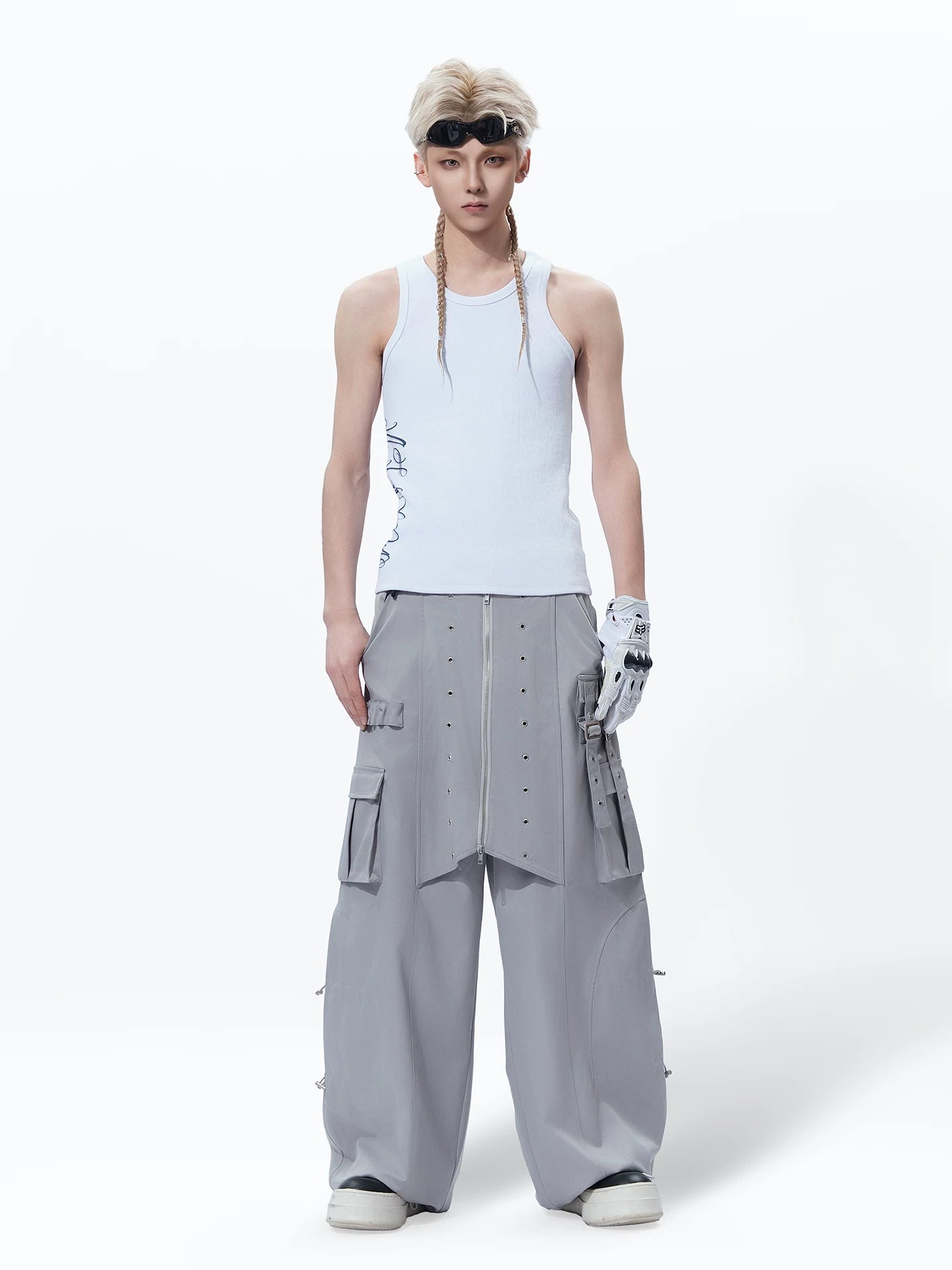 Sanhoostudio Zipper Wide Leg Cargo Pants