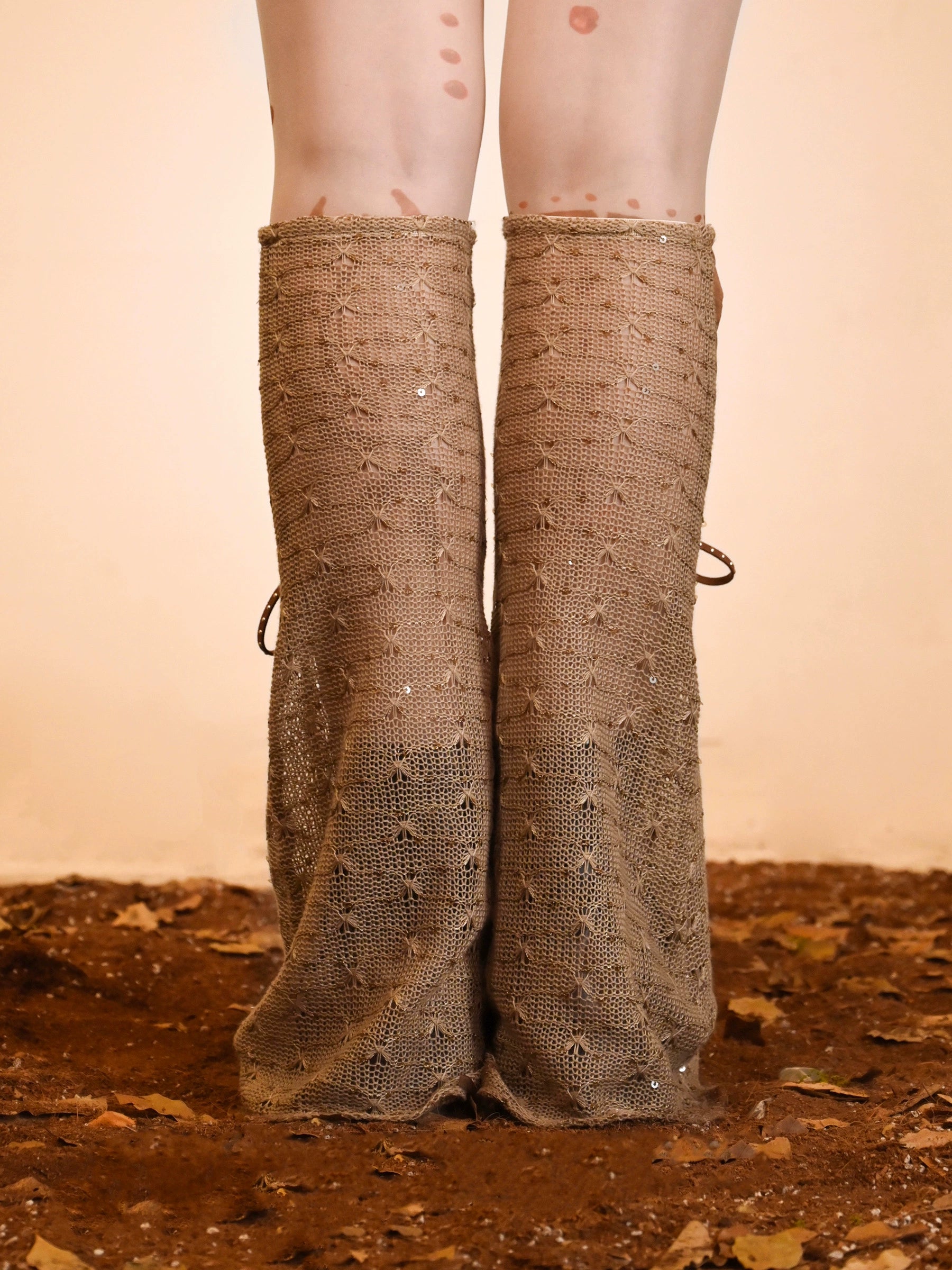 Distressed Patchwork PU Leg Warmers