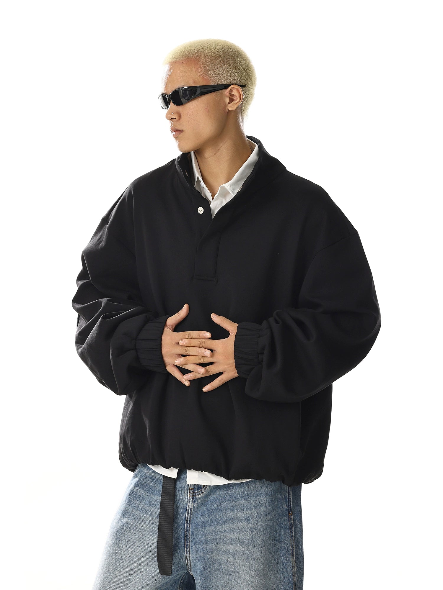 High Street Magnetic Closure Sweatshirt with Relaxed Fit