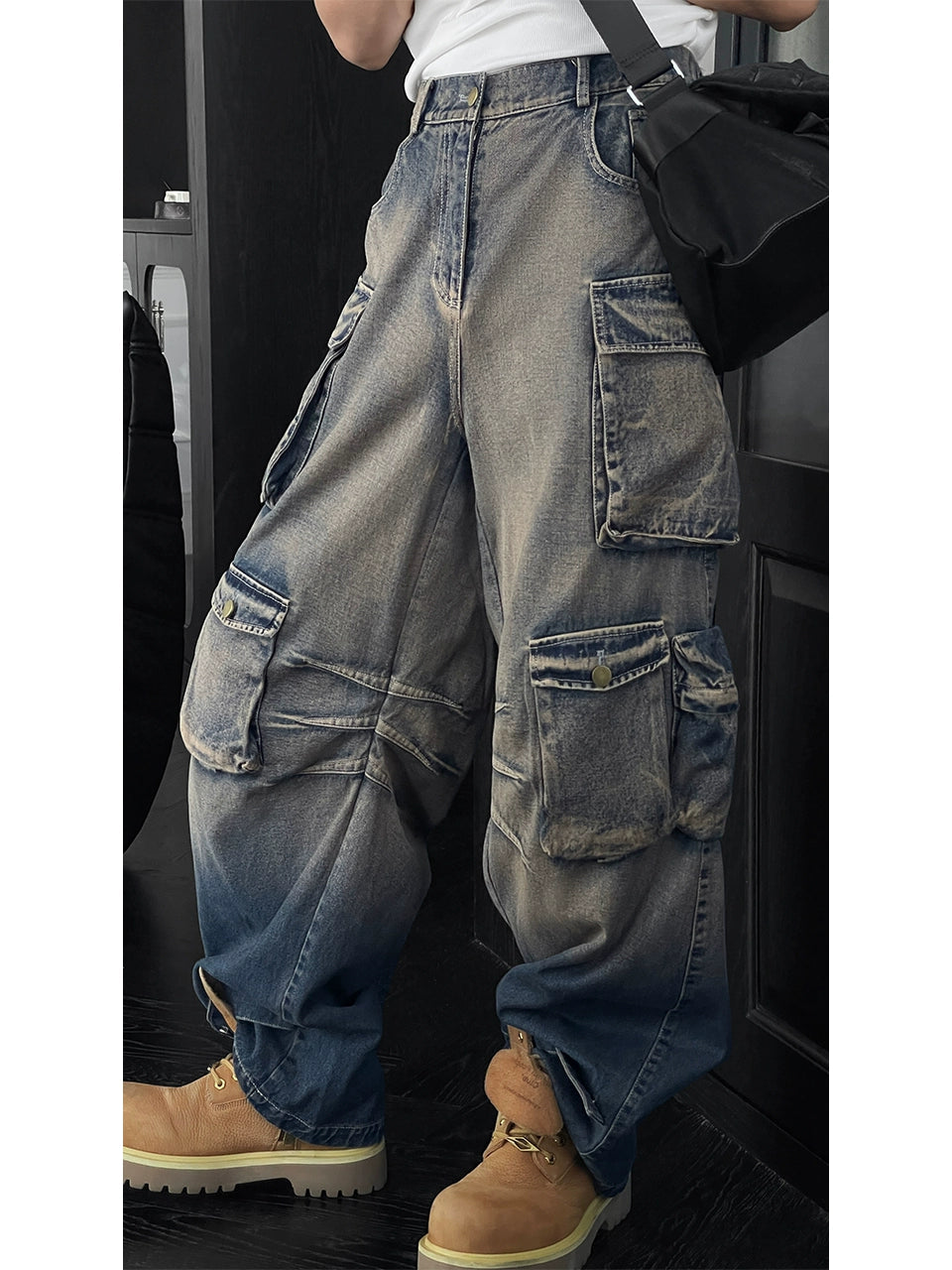 Utility Pocket Loose Cargo Denim Pants