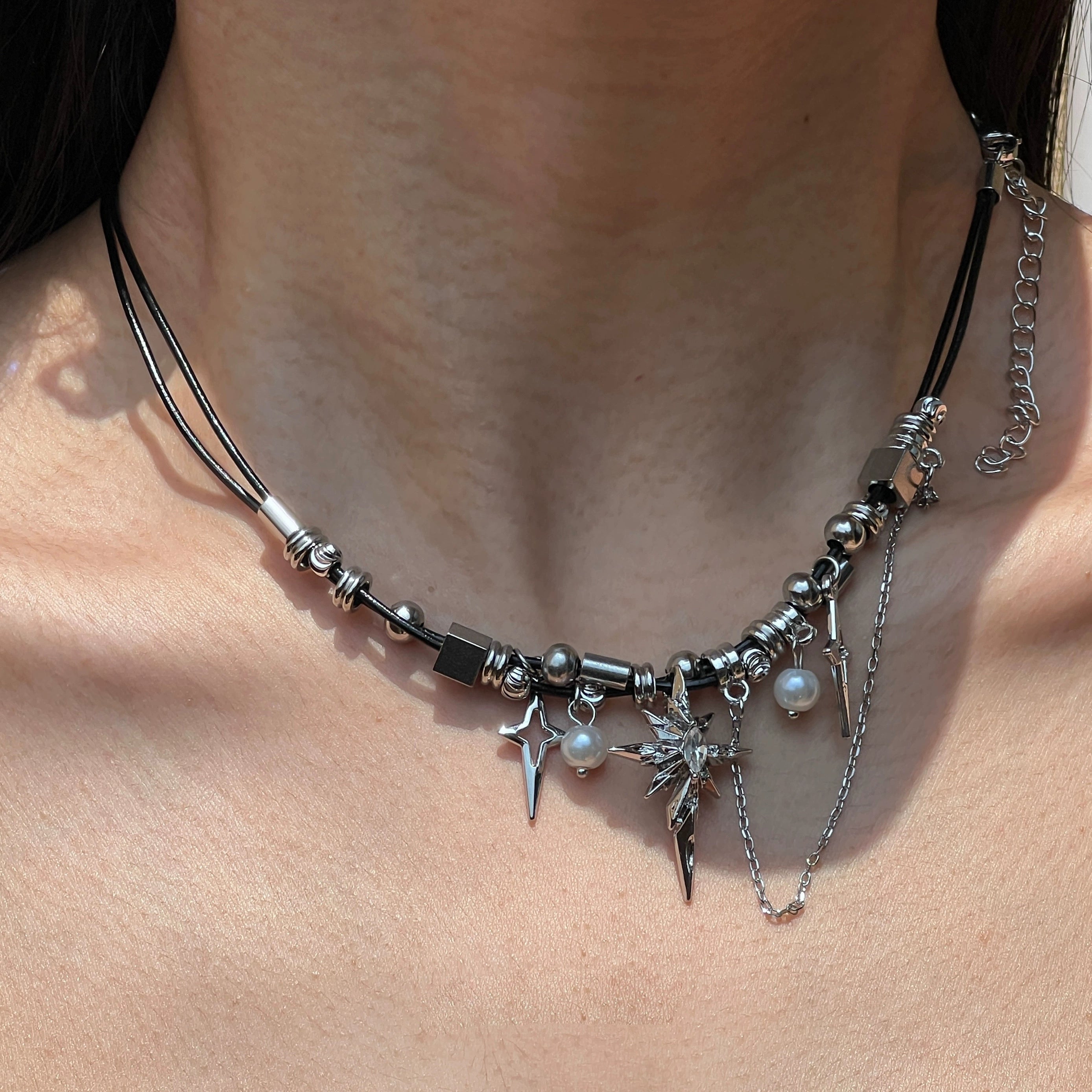 Pearl Cross Double Layer Streetwear Necklace