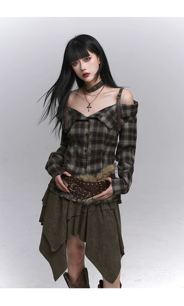 Brown Suede A-Line Mini Skirt