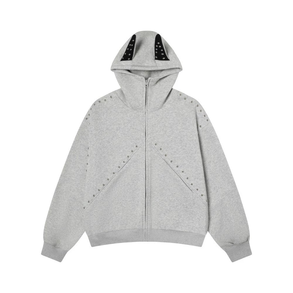 Studded Doberman Ear Hoodie Jacket