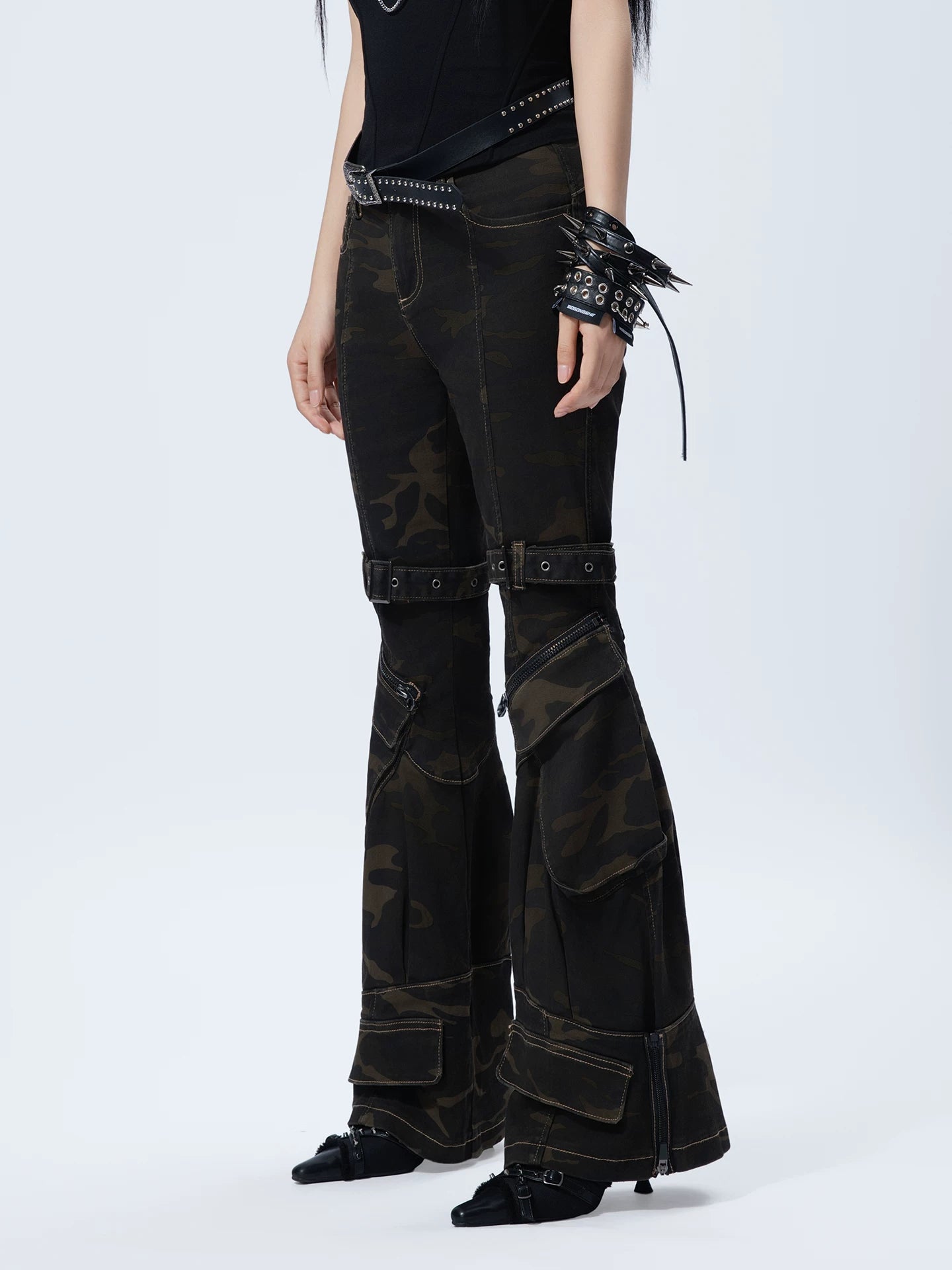 Sanhoostudio Camouflage Wide Leg Denim Pants