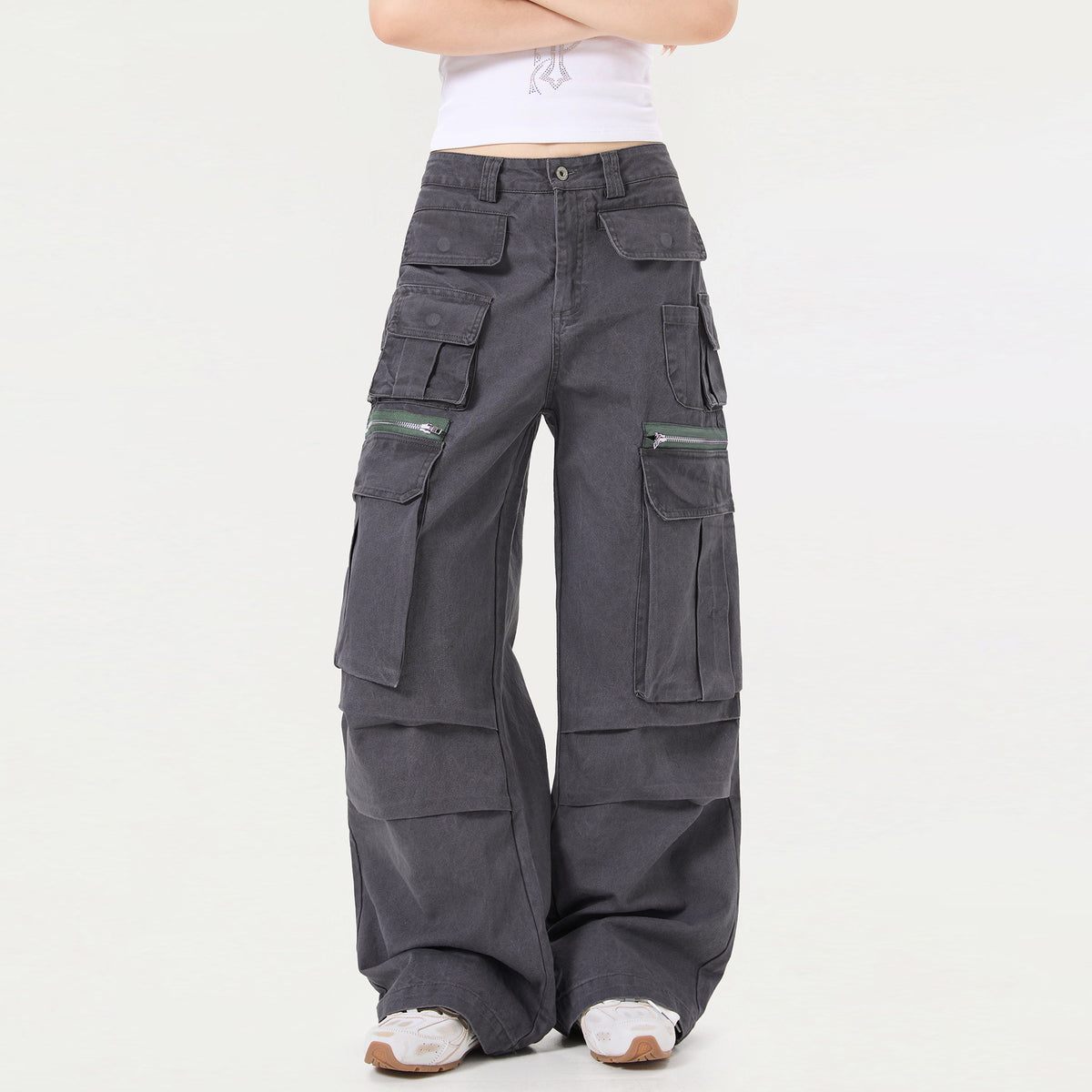 Sanhoostudio Multi Pocket Washed Denim Pants