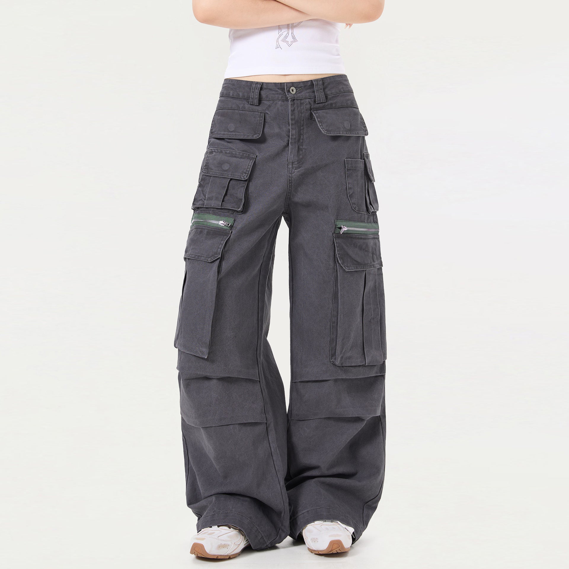 【25s Aug.】Vintage Washed Multi-Pocket Straight Cargo Pants