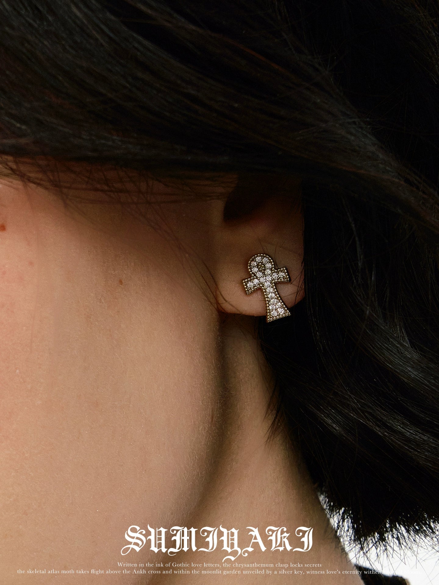 Zircon Ankh Ear Cuff