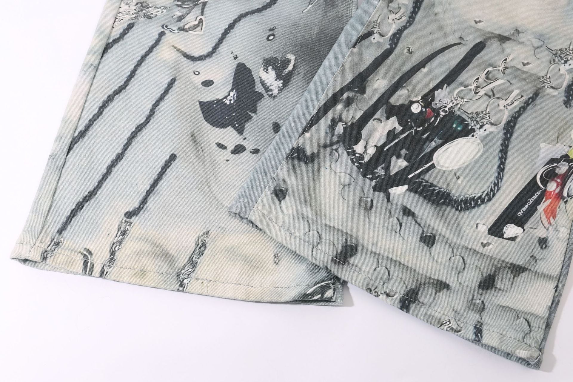 【25s Aug.】Vintage Printed Washed Denim Jeans