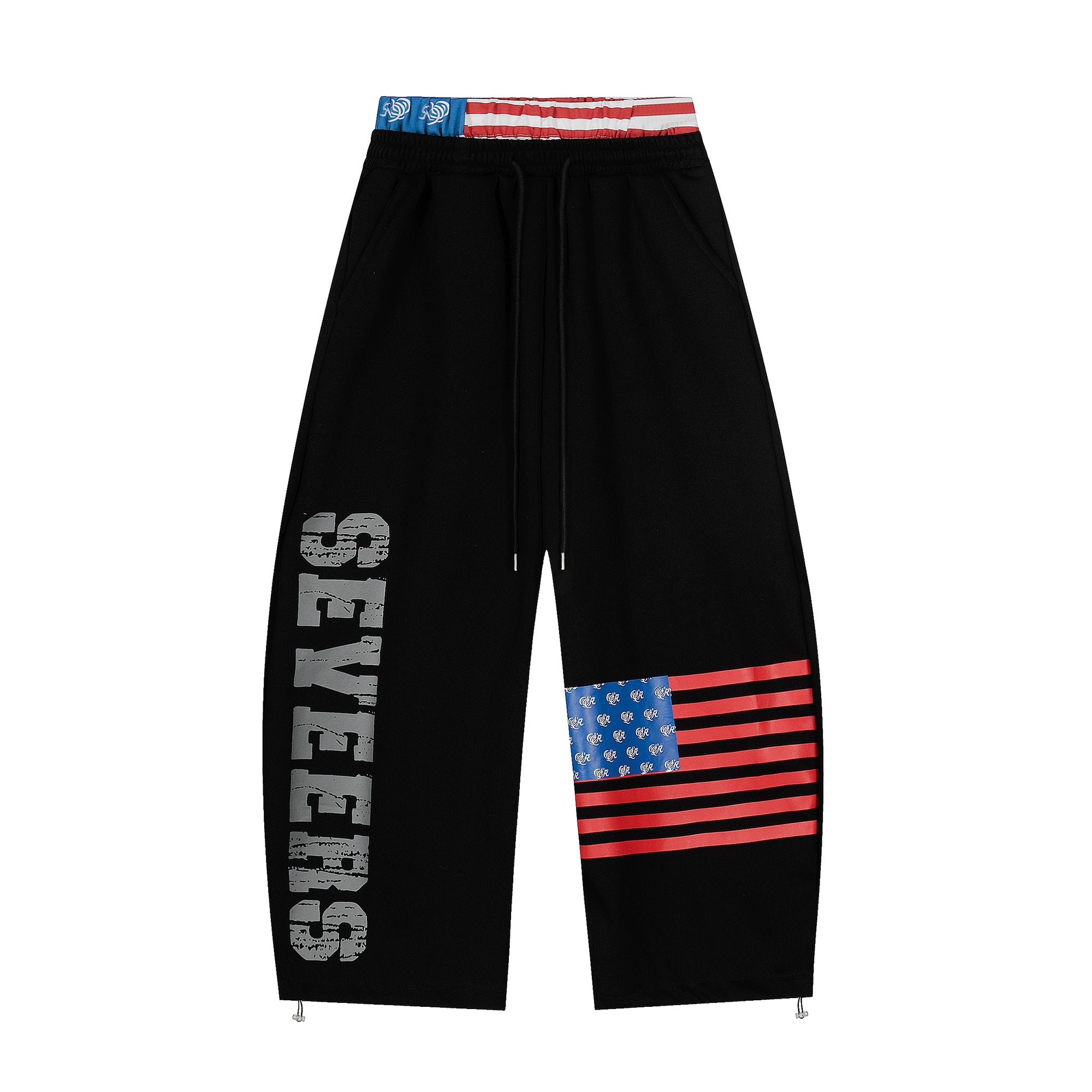 American Flag Print Wide-Leg Sweatpants