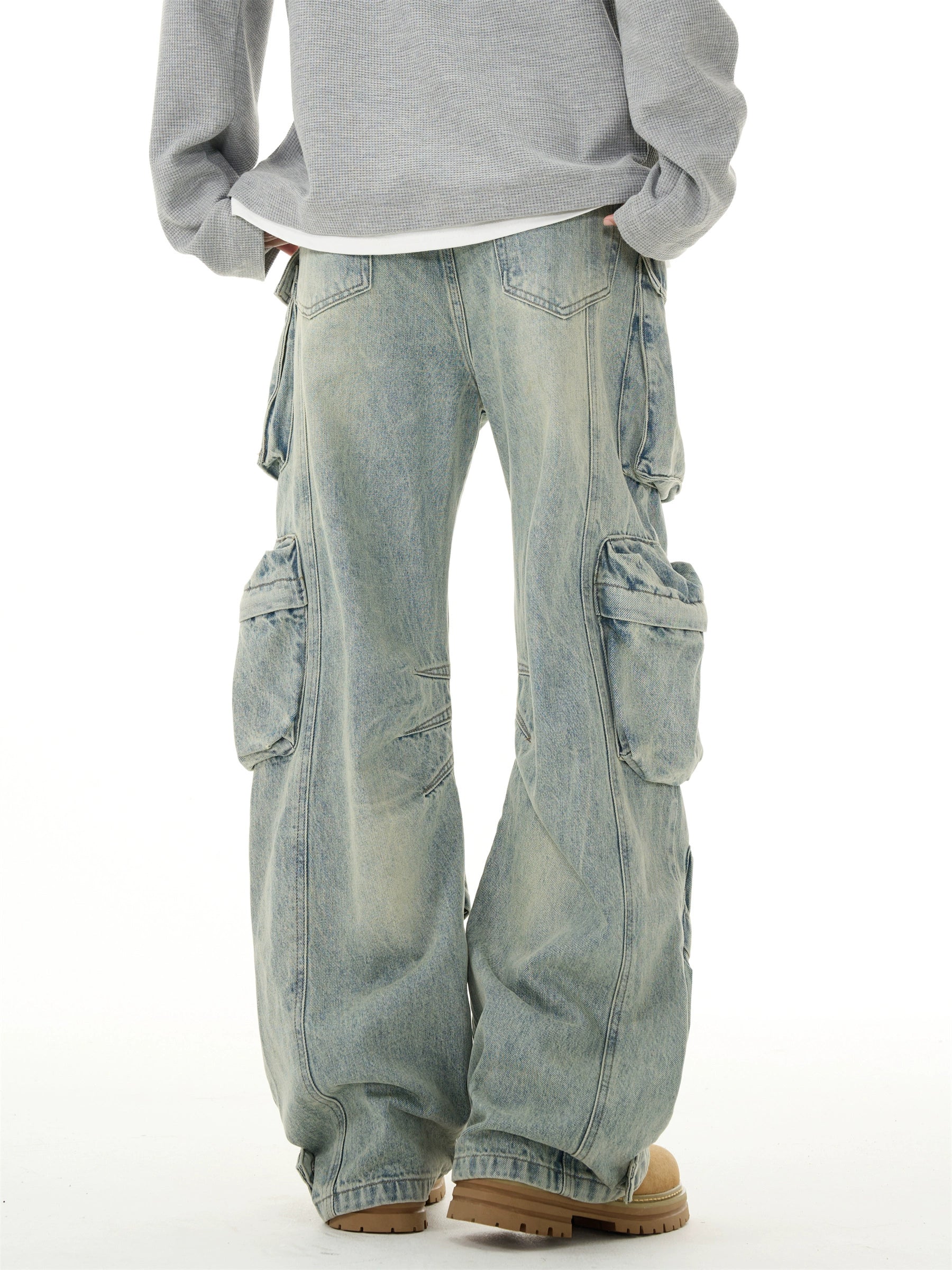 【25s Sep.】Washed Multi-Pocket Distressed Straight Pants