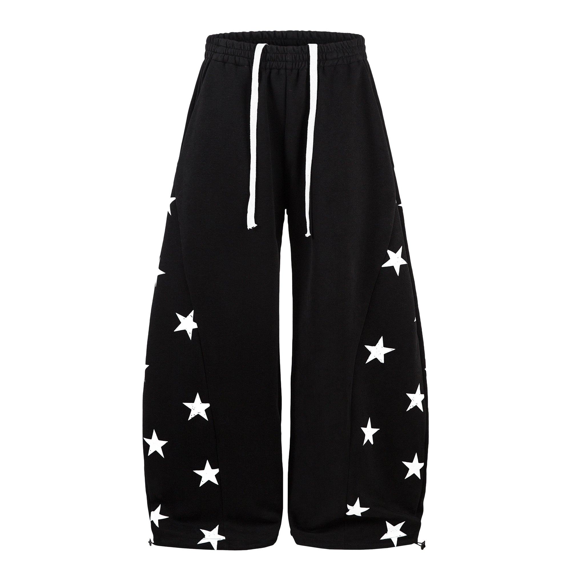 Retro Star Patch Contrast Wide-Leg Sweatpants